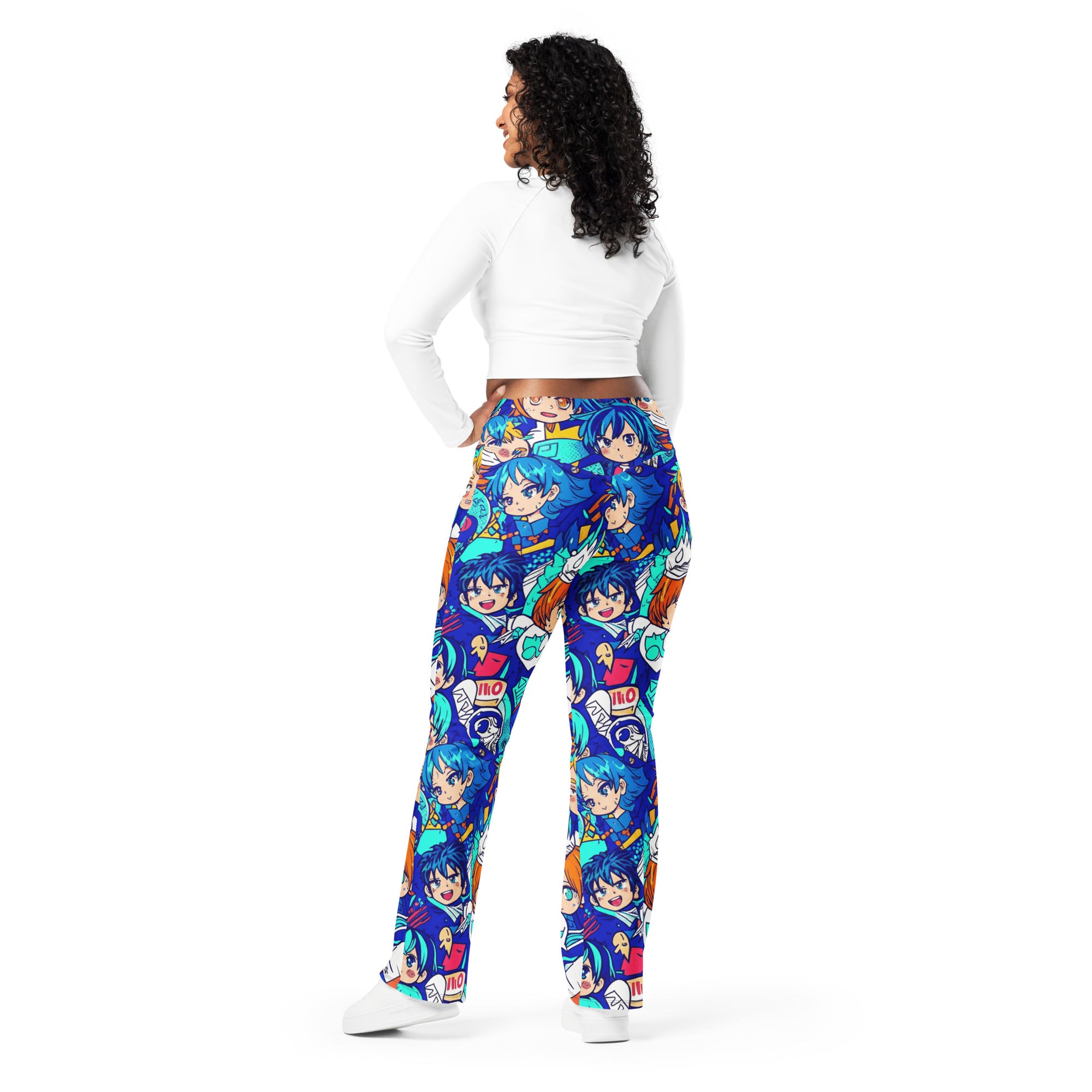 Anime Ocean Wave Flare Leggings | GearBunch
