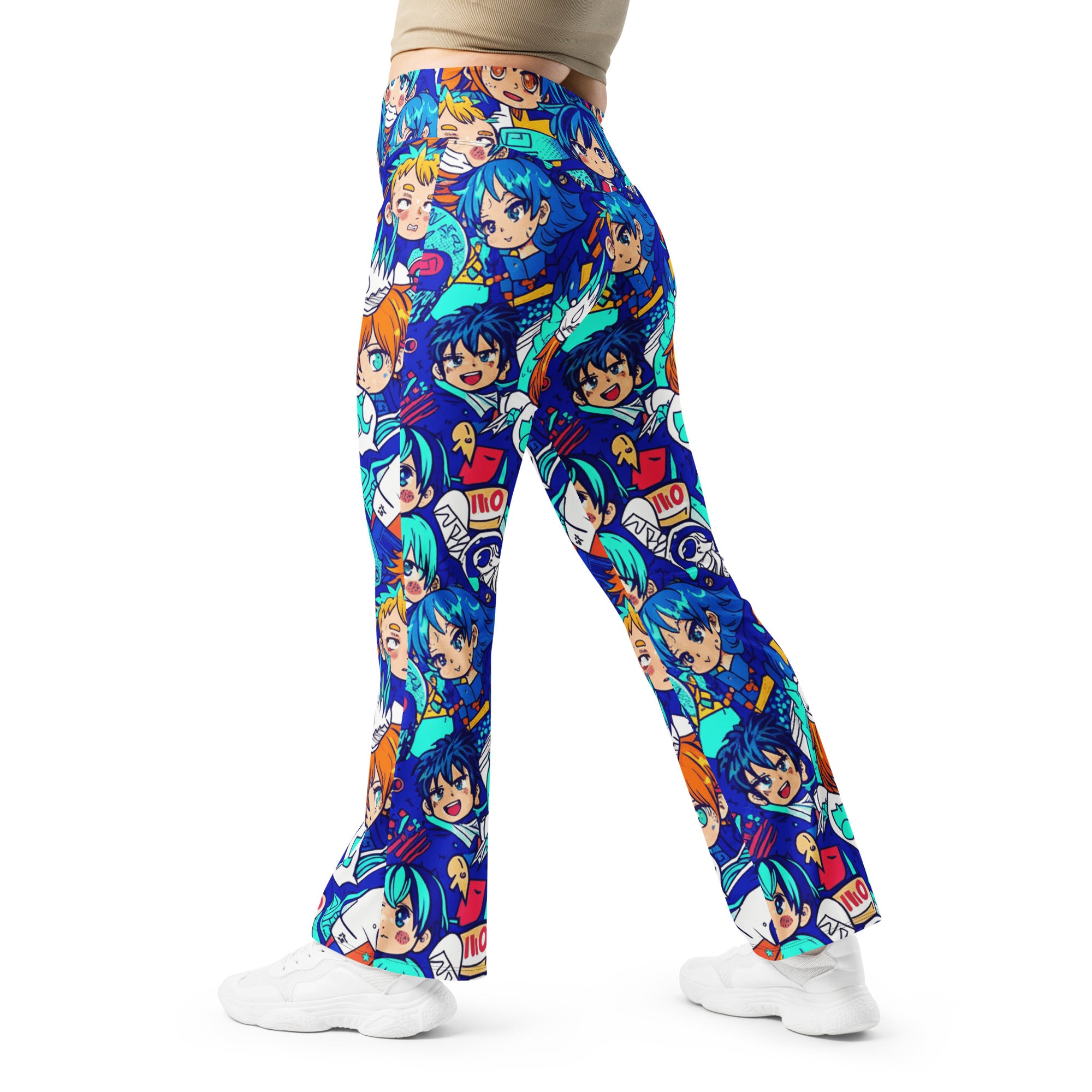 Anime Ocean Wave Flare Leggings | GearBunch