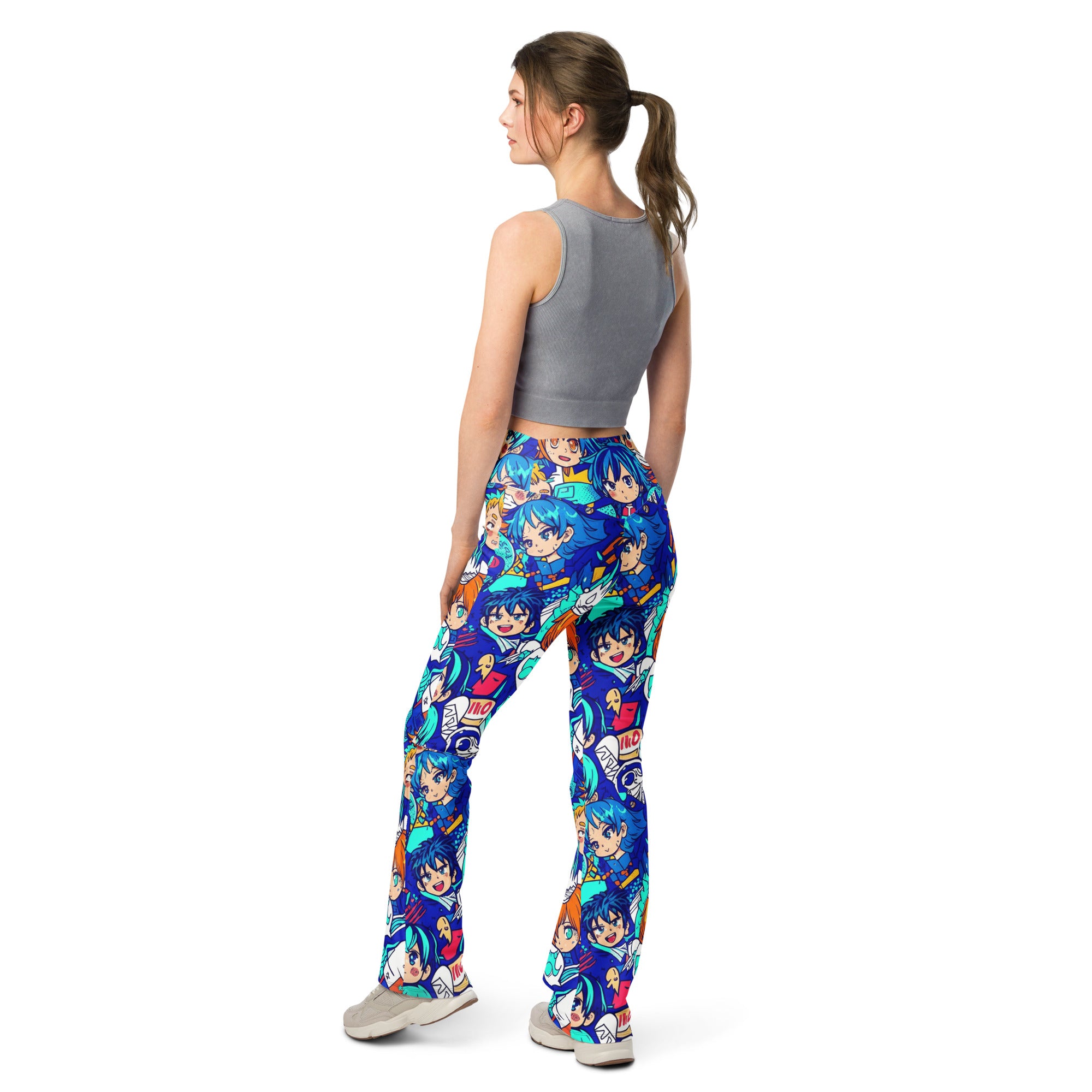 Anime Ocean Wave Flare Leggings | GearBunch