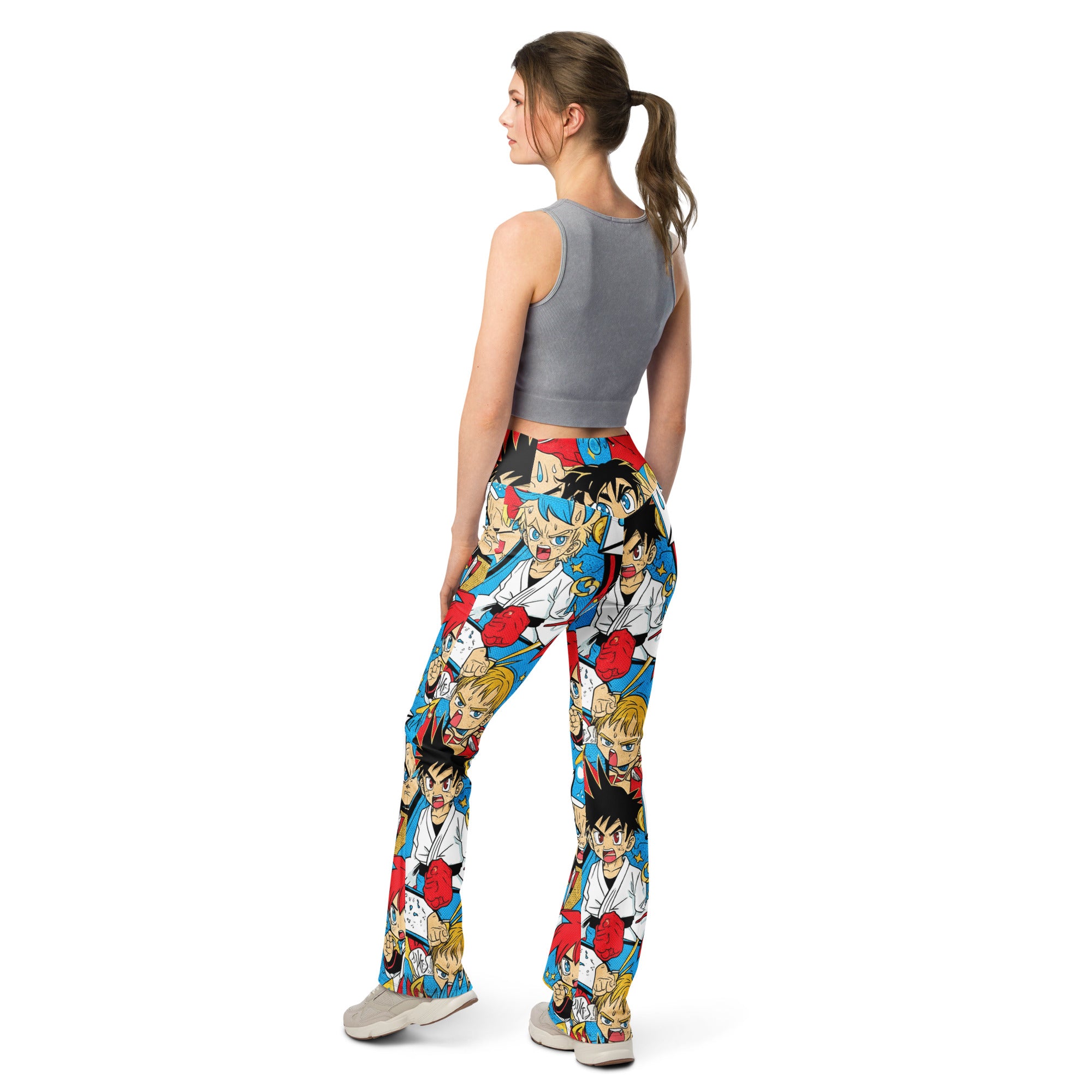 Anime Collage Street Fighter Flare Leggings | GearBunch