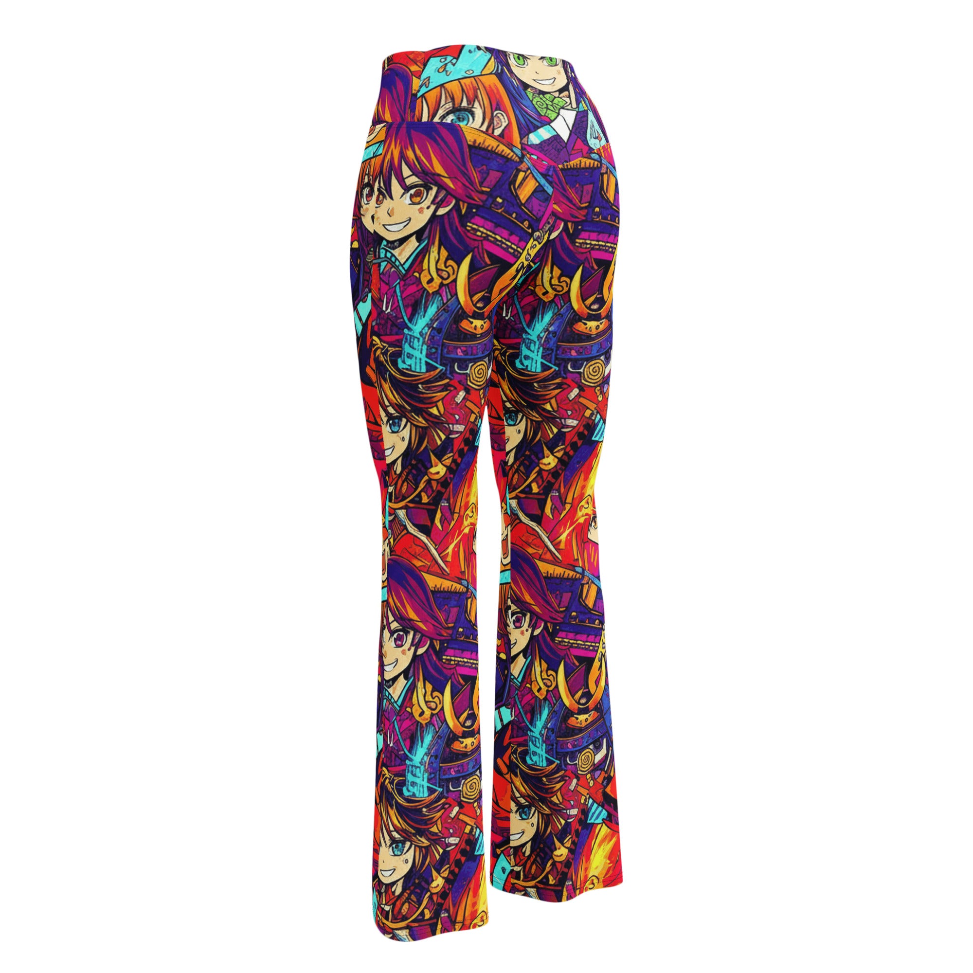 Anime Collage Sunset Samurai Flare Leggings | GearBunch