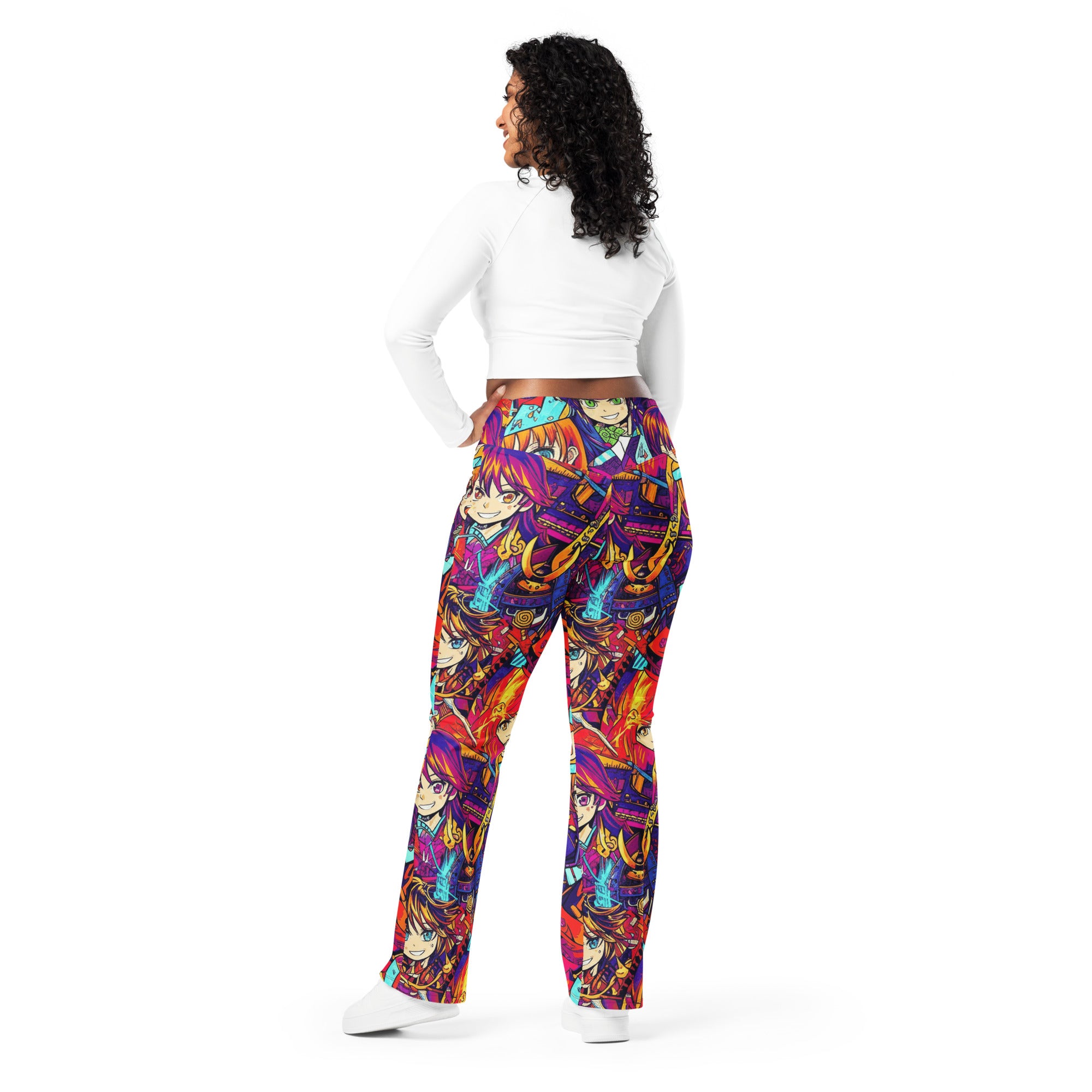 Anime Collage Sunset Samurai Flare Leggings | GearBunch