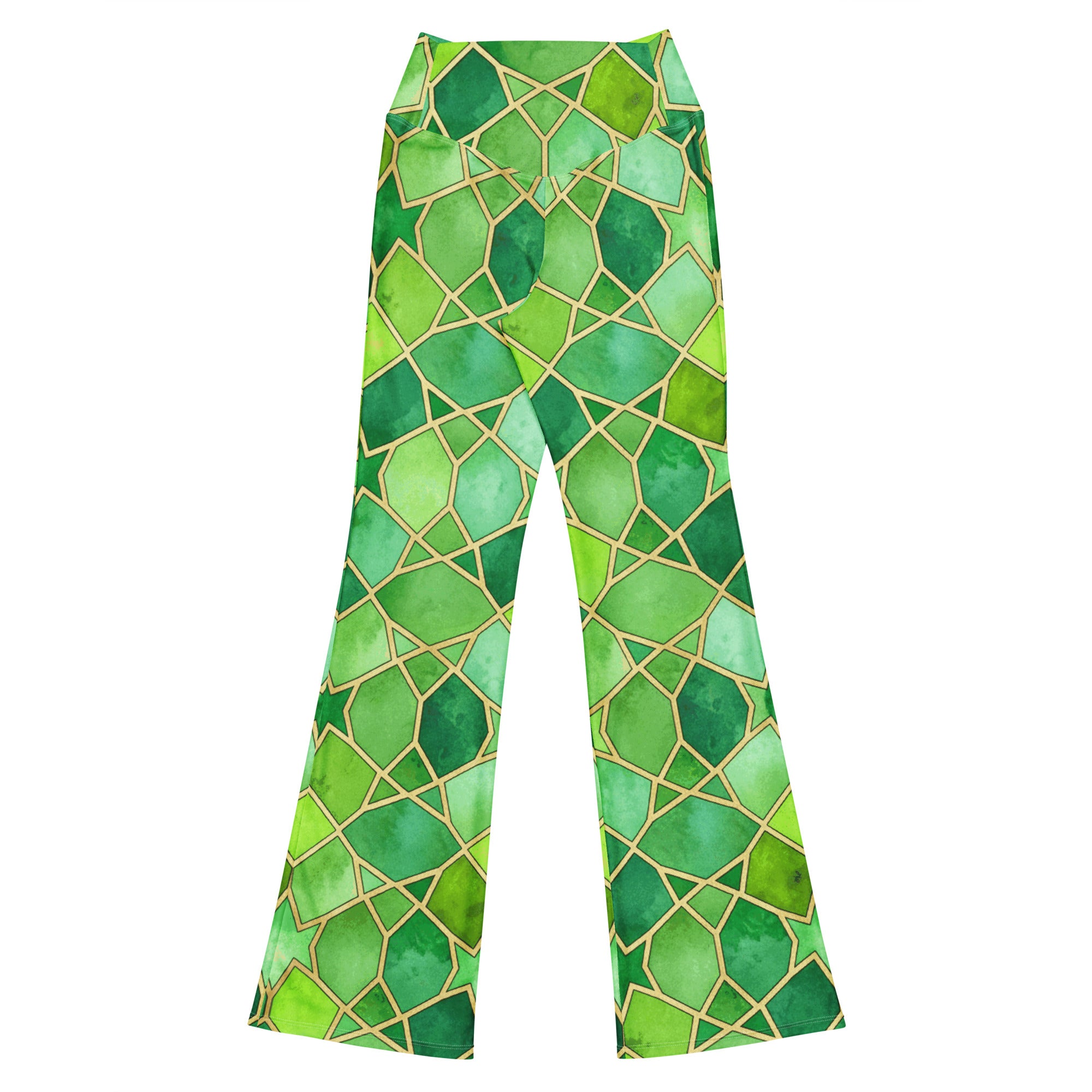 Arabic Emerald Jewel Flare Leggings | GearBunch
