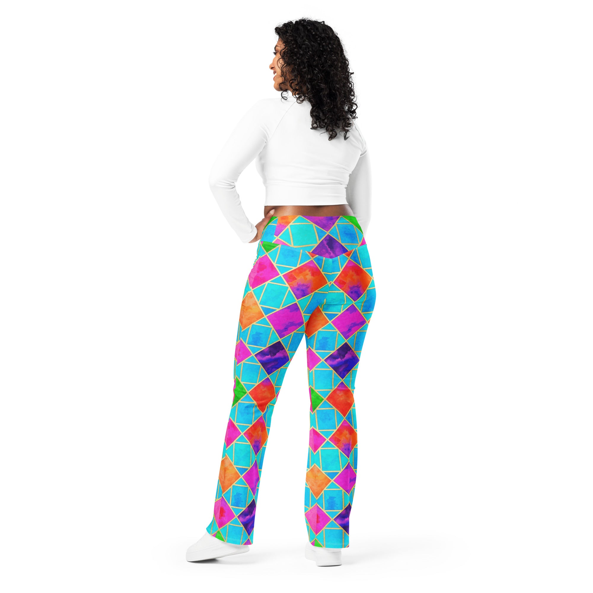 Arabic Watercolour Festival Flare Leggings | GearBunch