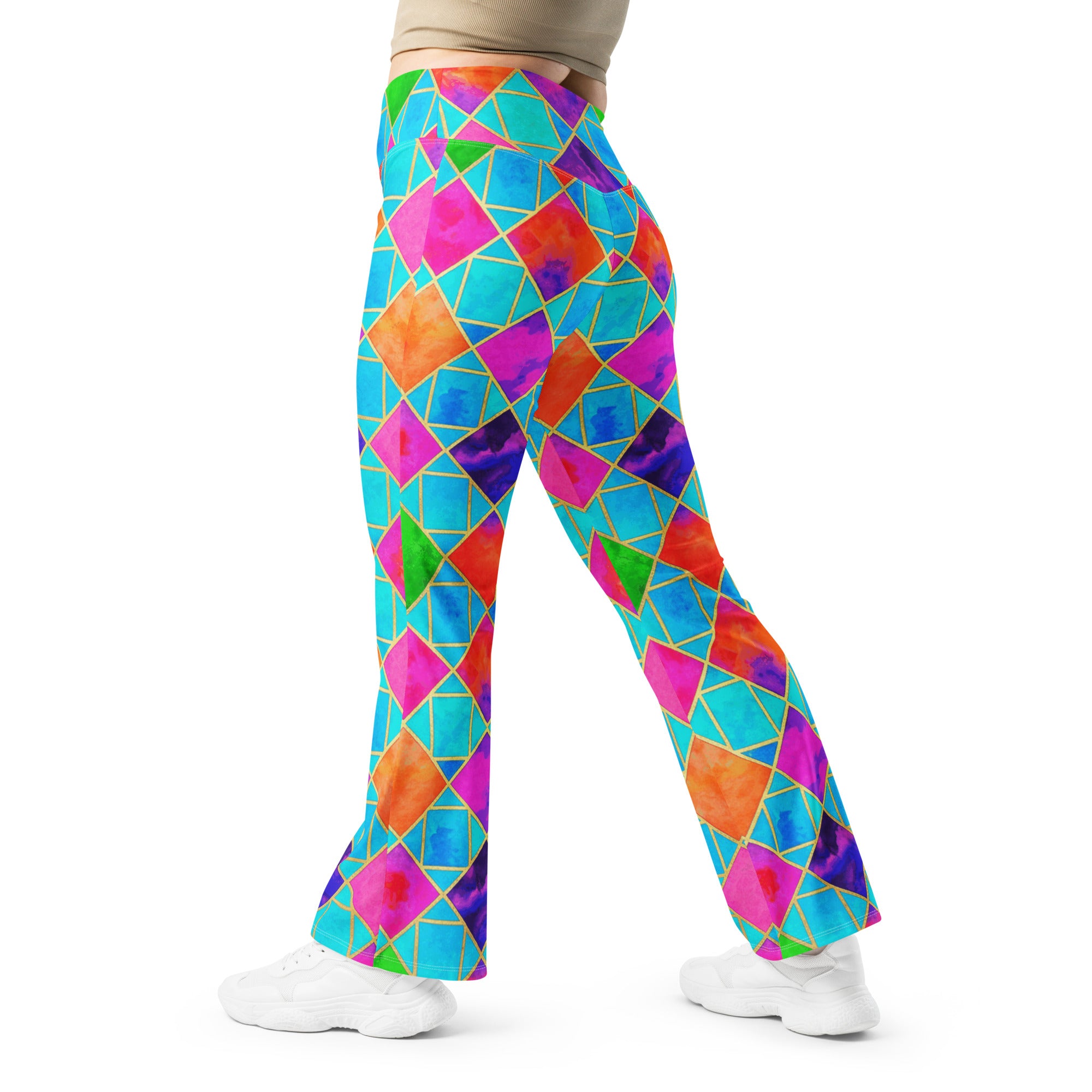 Arabic Watercolour Festival Flare Leggings | GearBunch