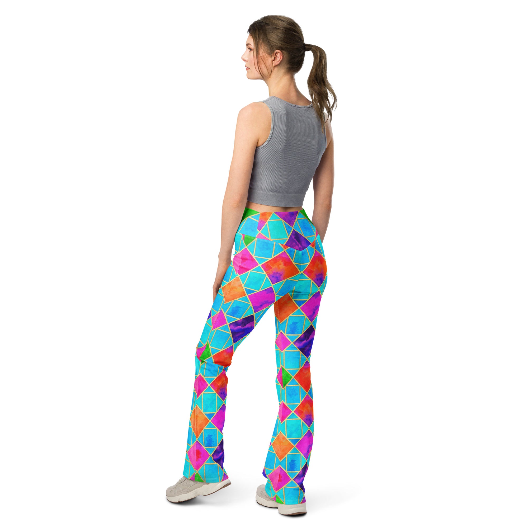 Arabic Watercolour Festival Flare Leggings | GearBunch