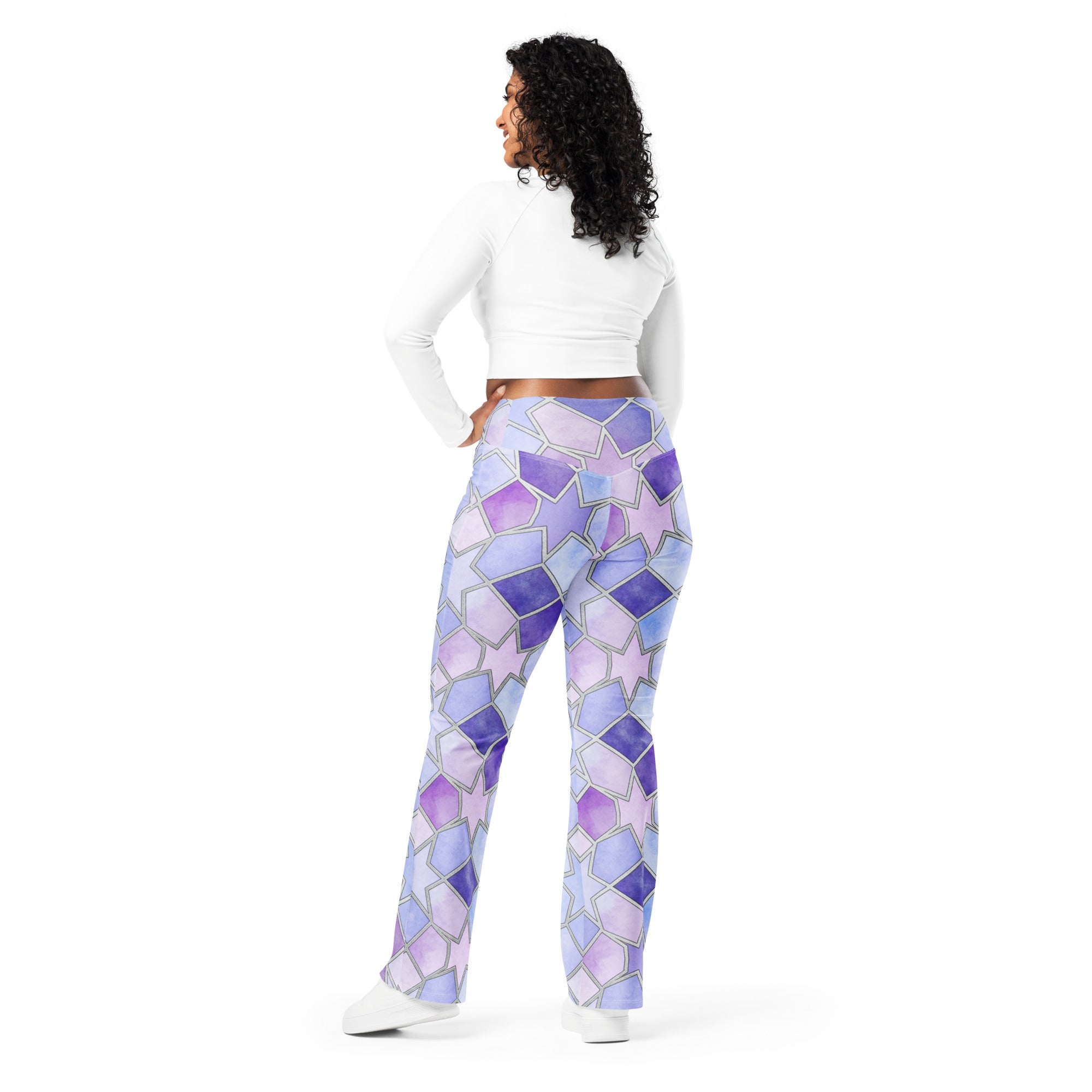 Arabic Lavender Fields Flare Leggings | GearBunch