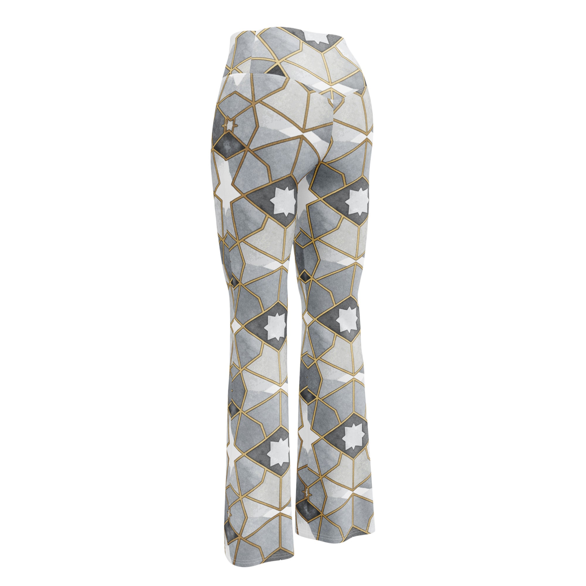 Arabic Watercolour Monochrome Luxe Flare Leggings | GearBunch