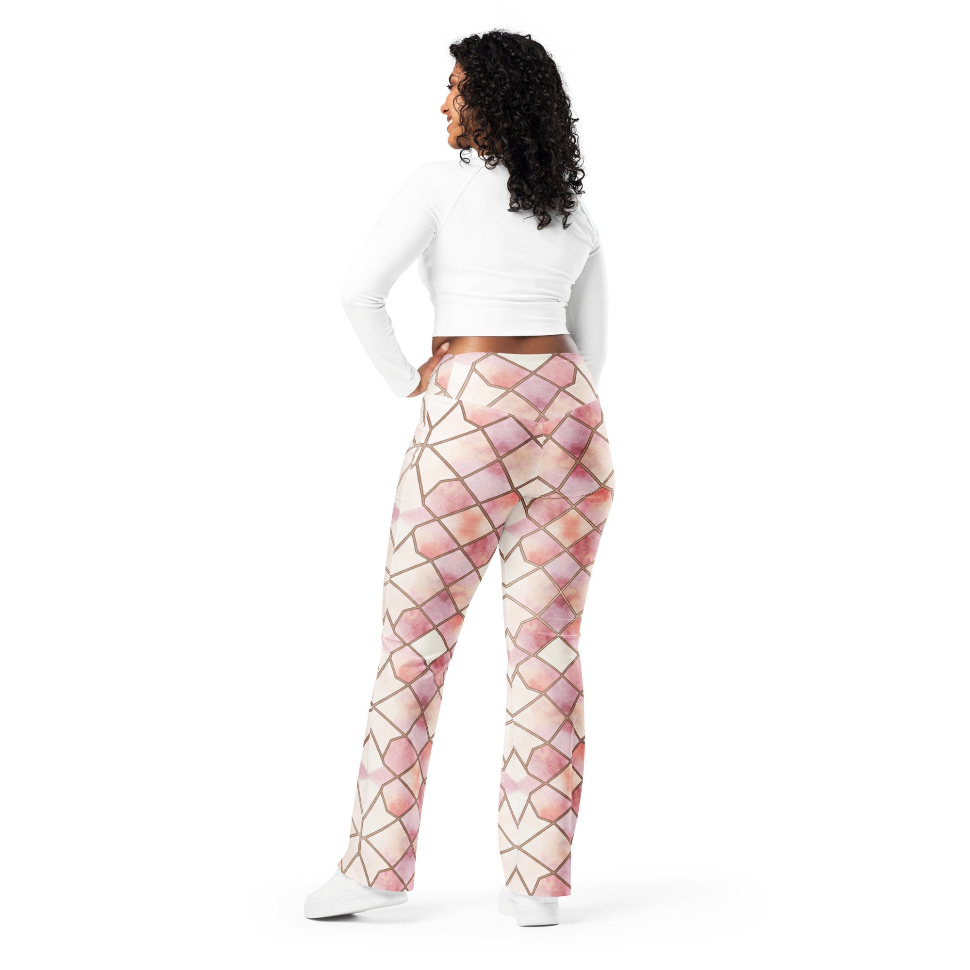 Arabic Rose Quartz Flare Leggings | GearBunch
