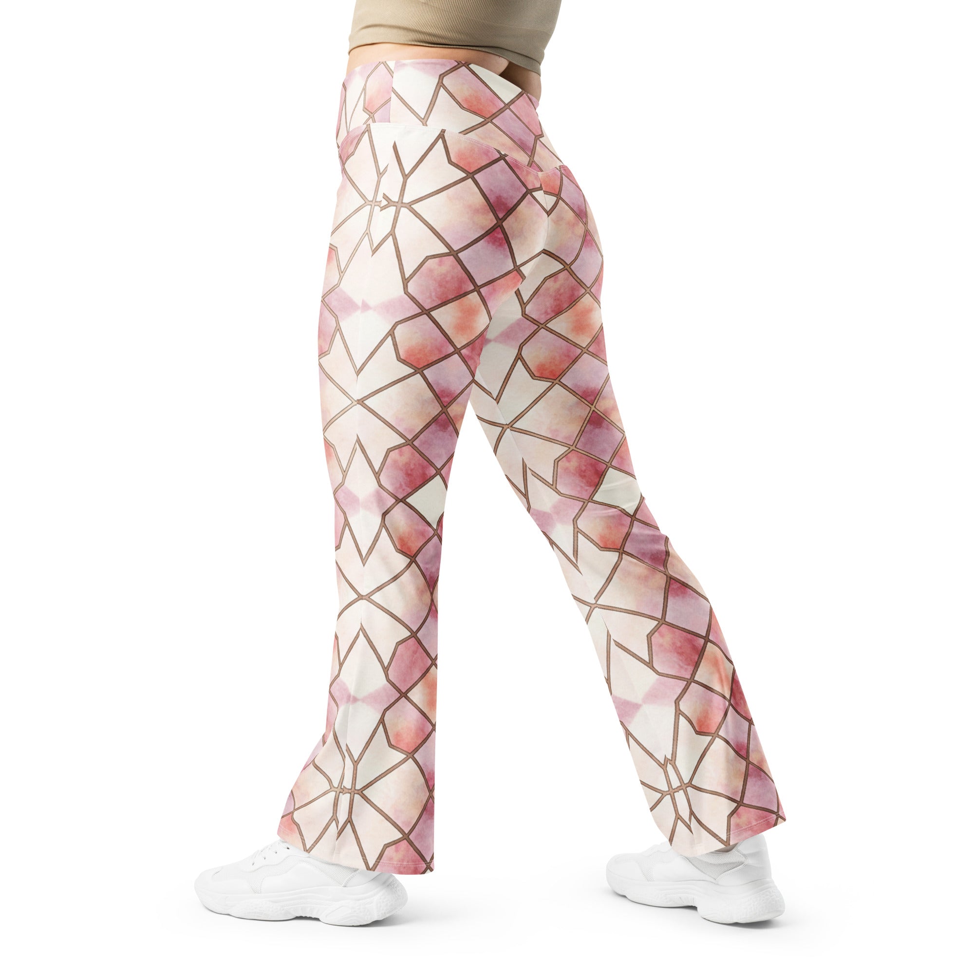 Arabic Rose Quartz Flare Leggings | GearBunch