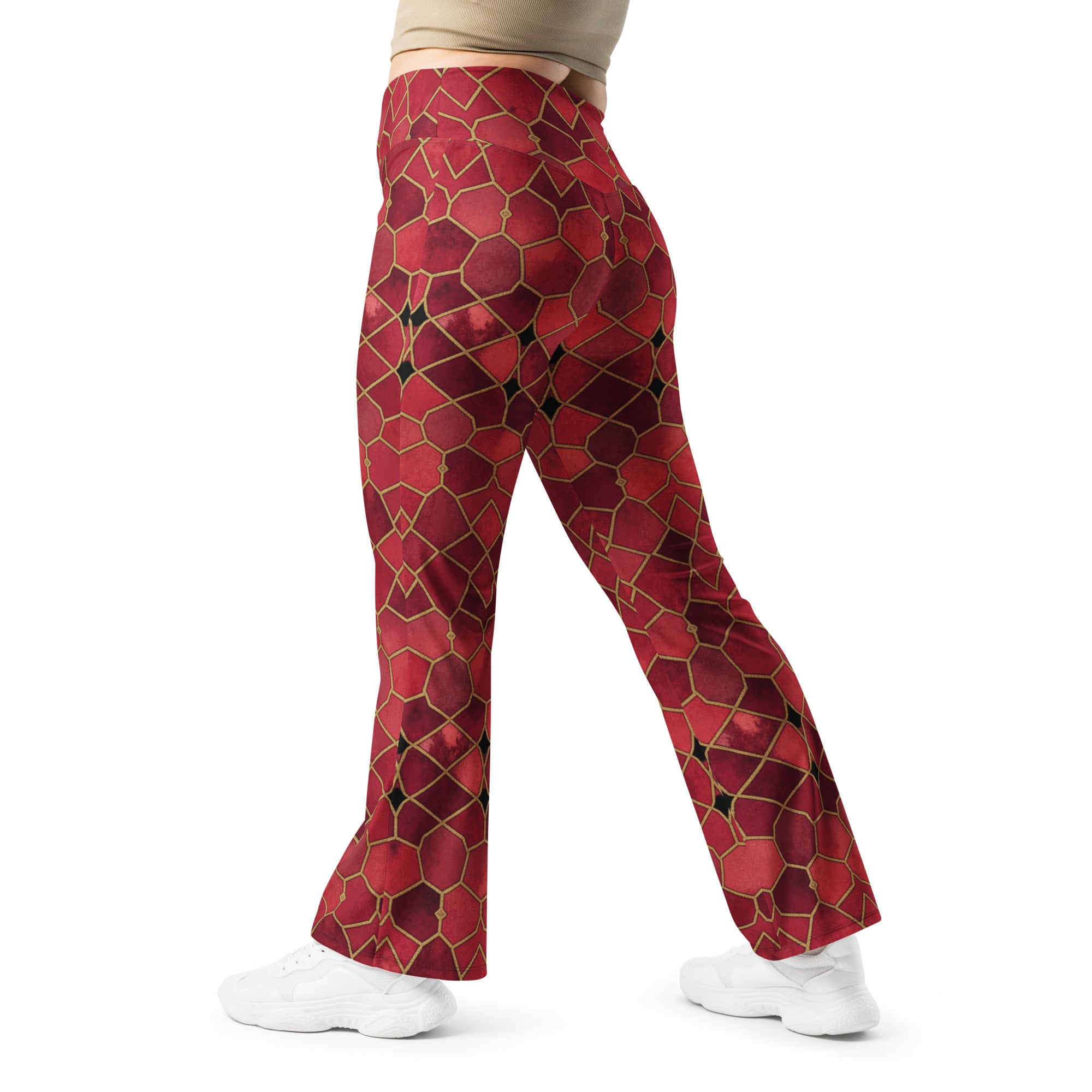 Ruby Gold Arabic Flare Leggings | GearBunch