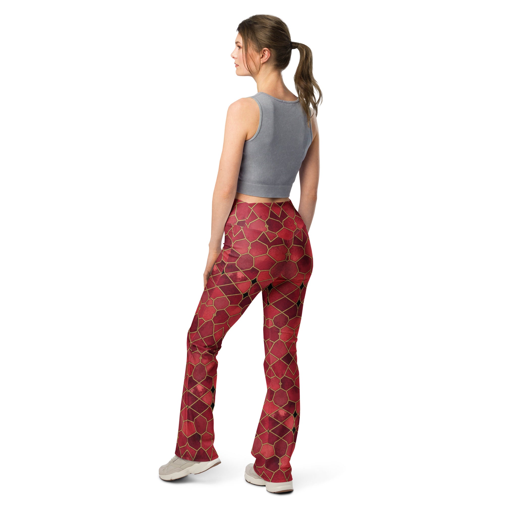 Ruby Gold Arabic Flare Leggings | GearBunch
