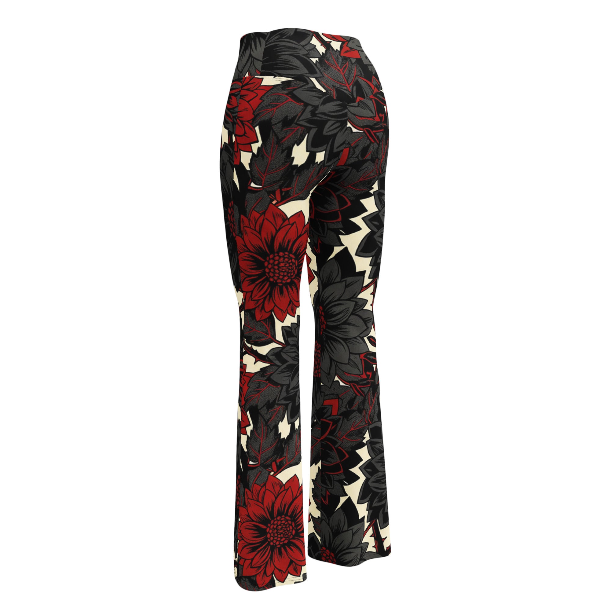 Black Dahlia Bloom Flare Leggings | GearBunch