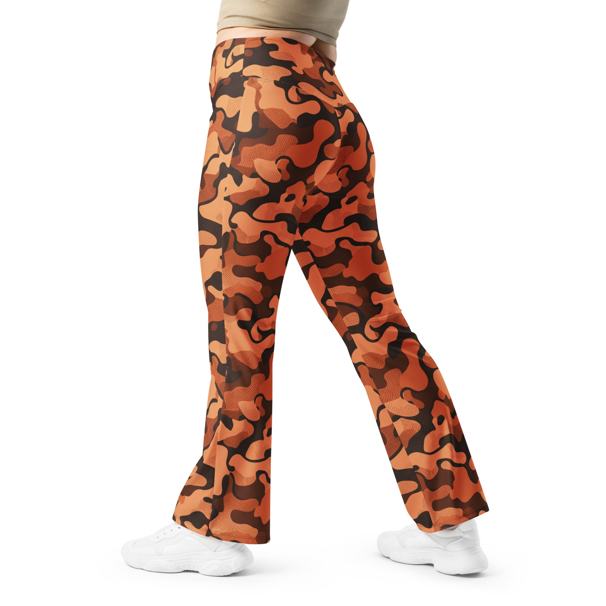 Burnt Orange Camo Flare Leggings | GearBunch