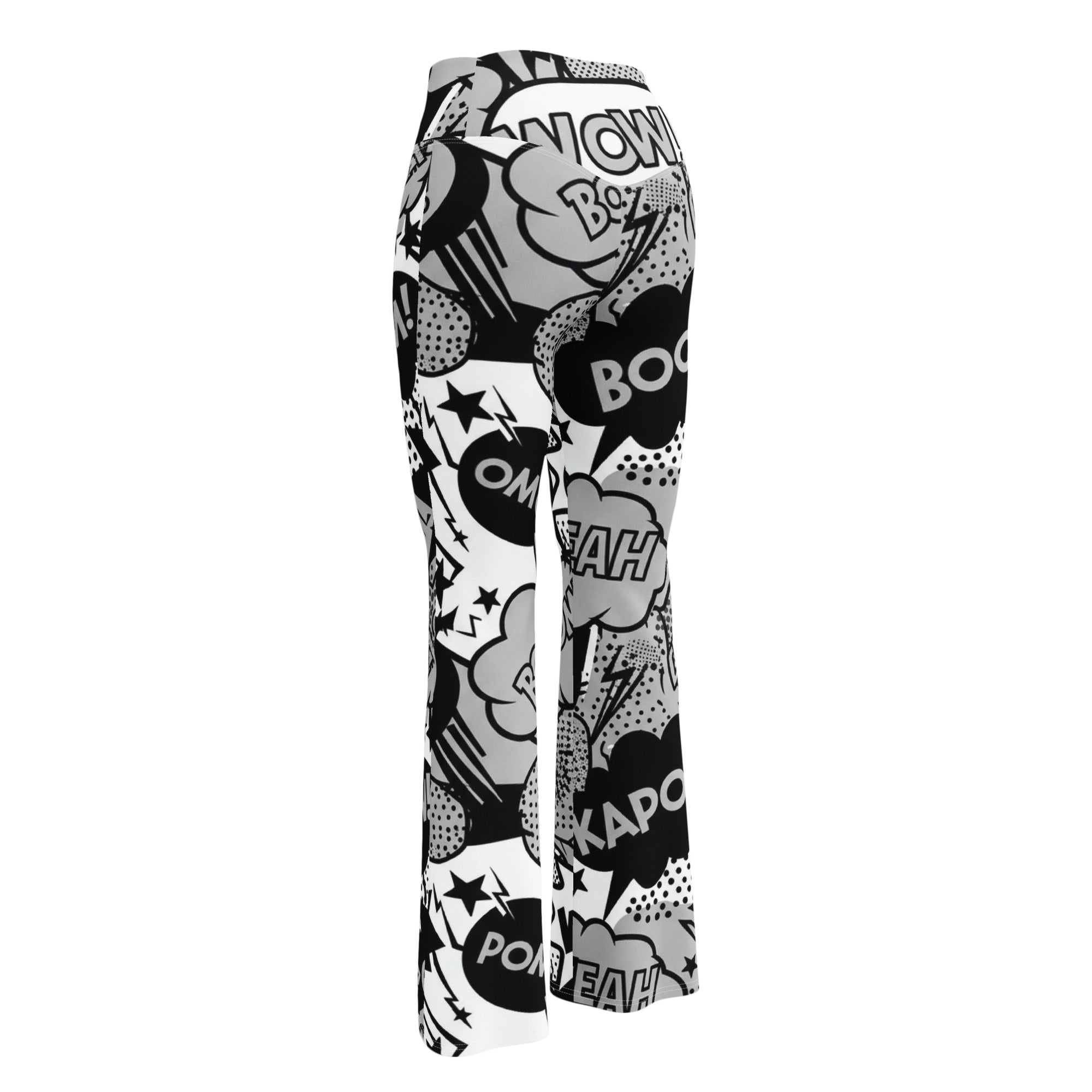 Comic Pop Monochrome Flare Leggings | GearBunch