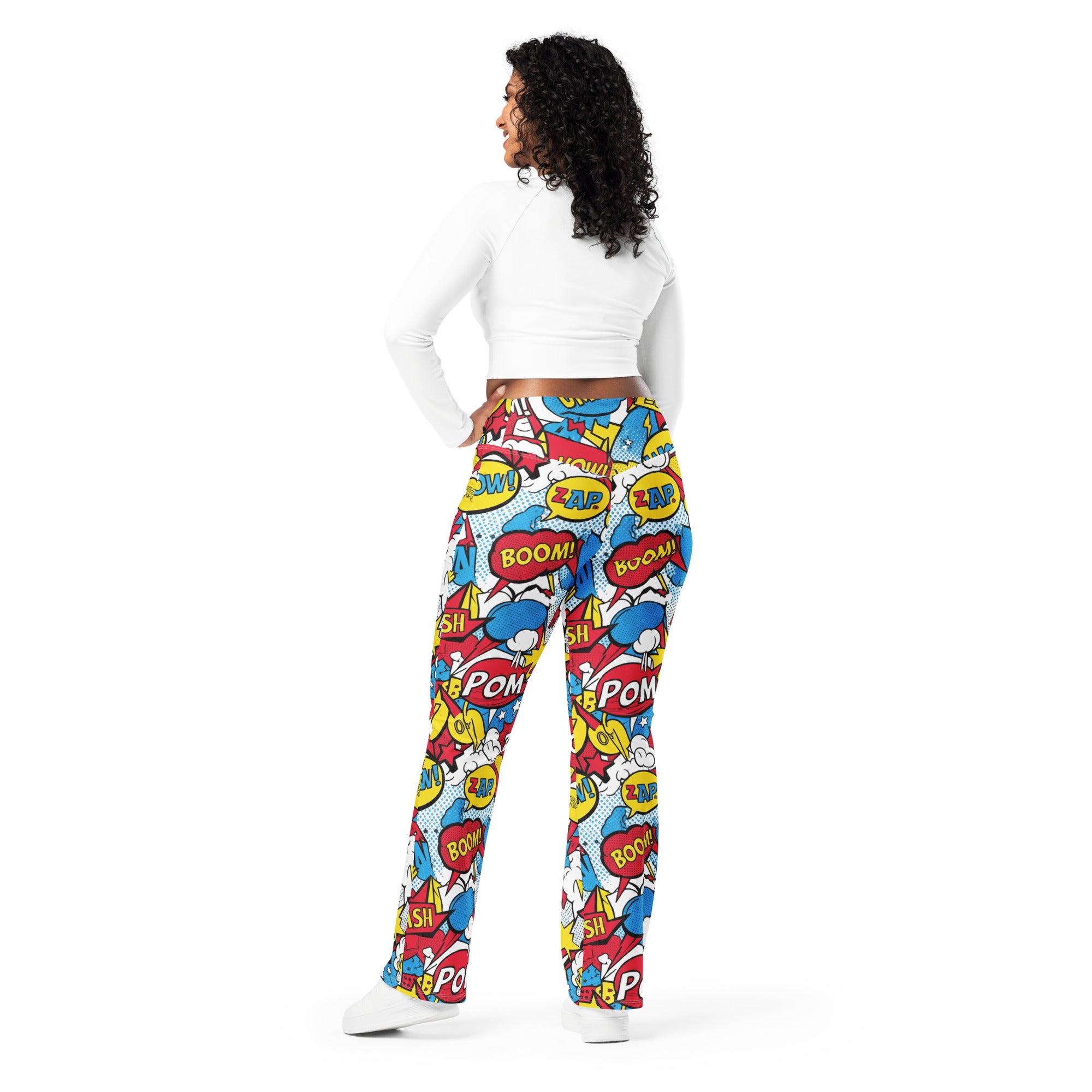 Comic Pop Retro Red Flare Leggings | GearBunch