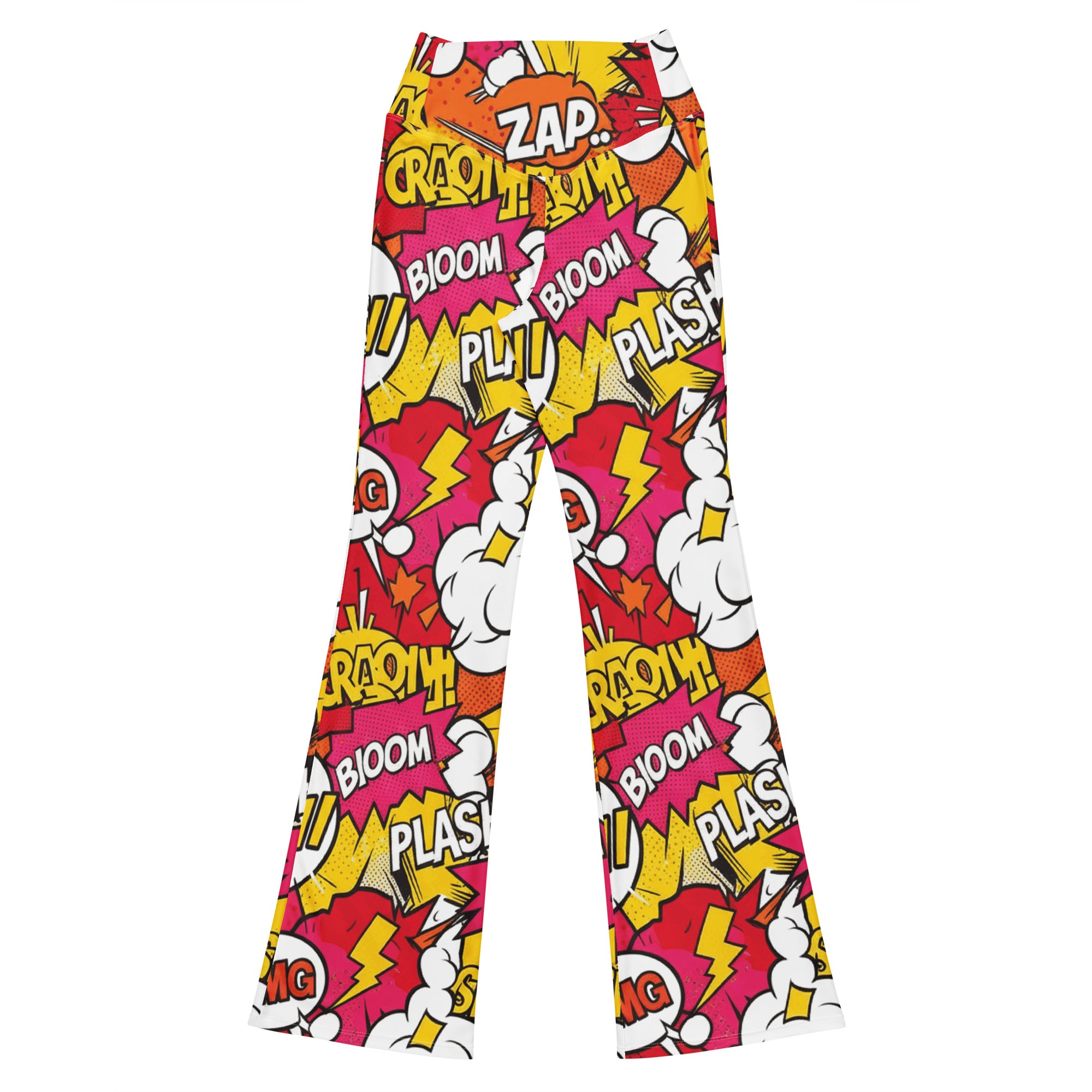Comic Pop Sunset Orange Flare Leggings | GearBunch