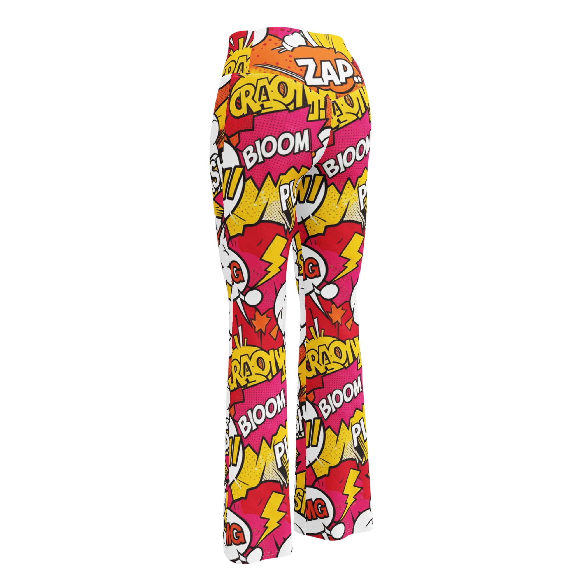 Comic Pop Sunset Orange Flare Leggings | GearBunch