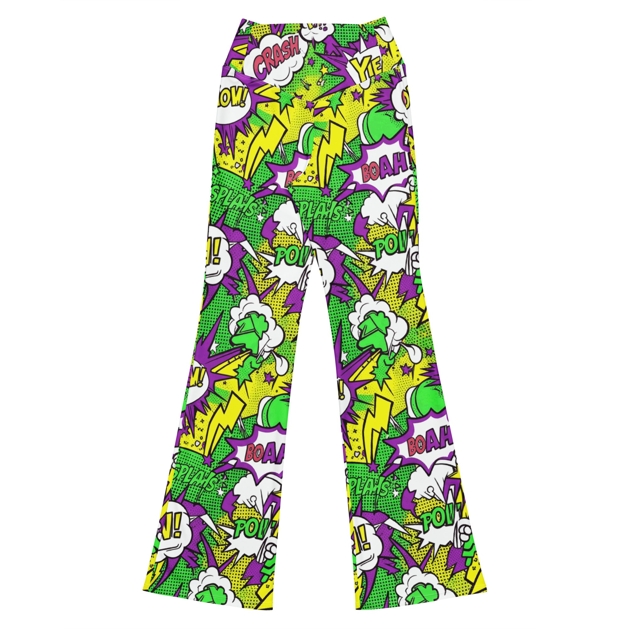Comic Pop Toxic Green Flare Leggings | GearBunch