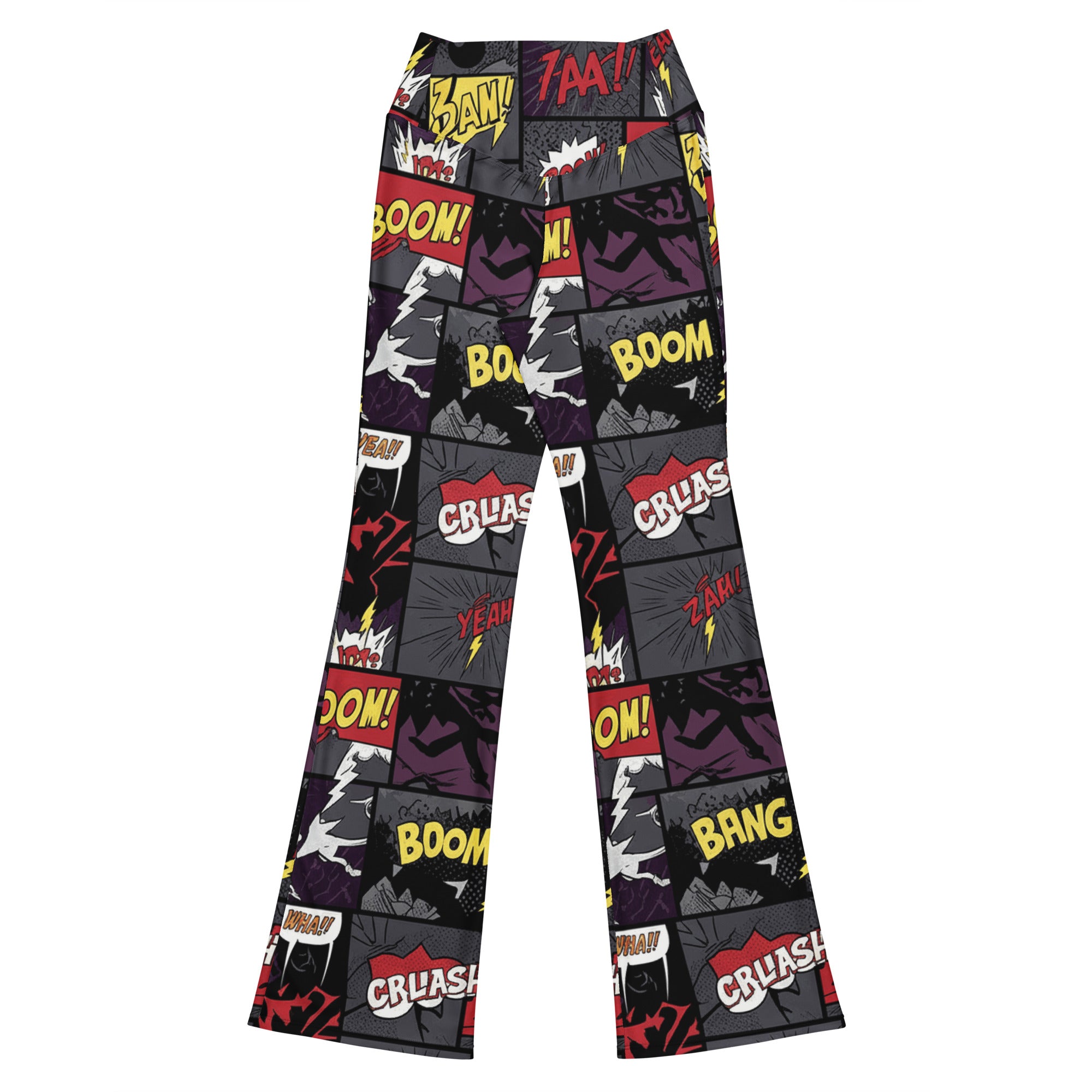 Comic Strip Dark Knight Flare Leggings | GearBunch