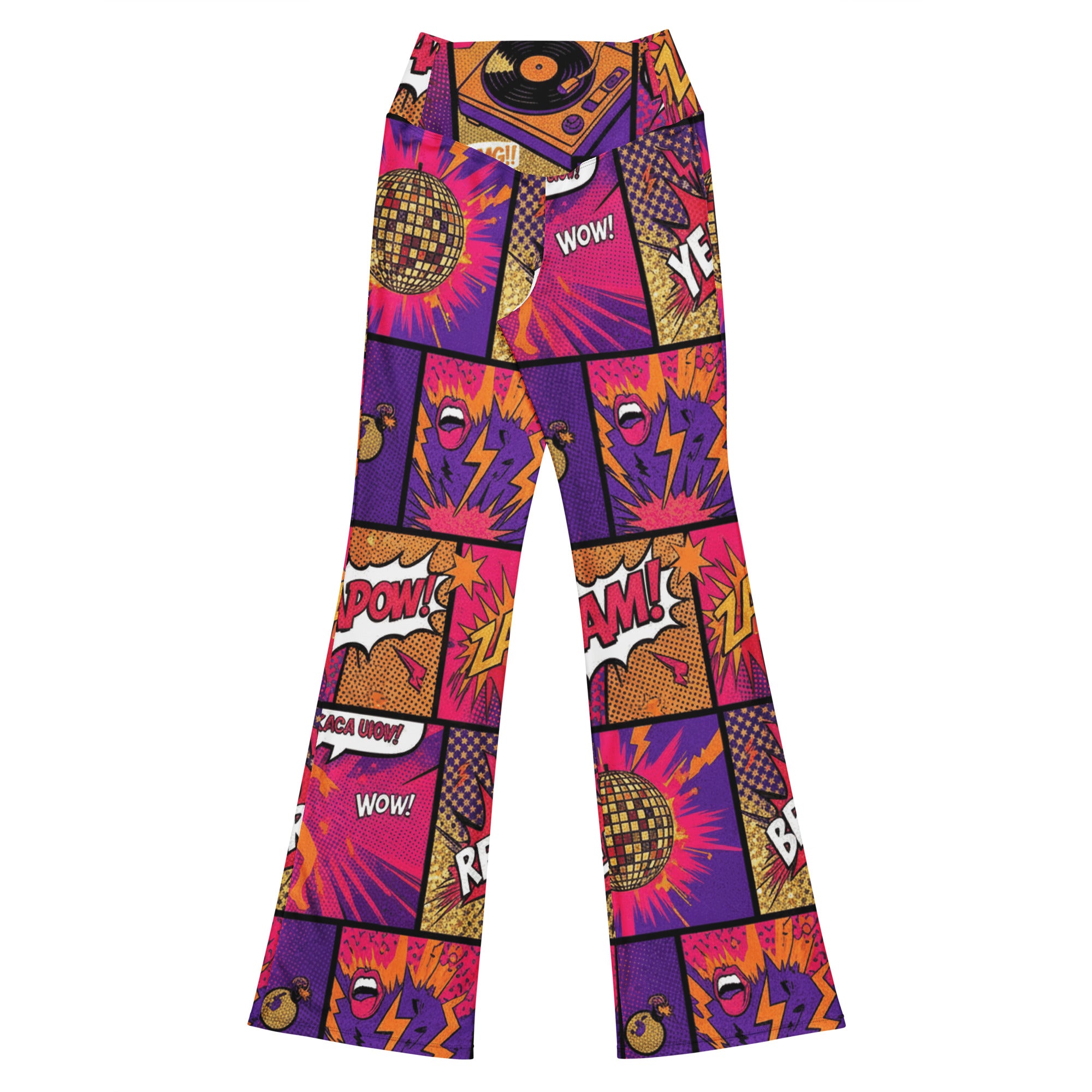 Comic Strip Disco Funk Flare Leggings | GearBunch