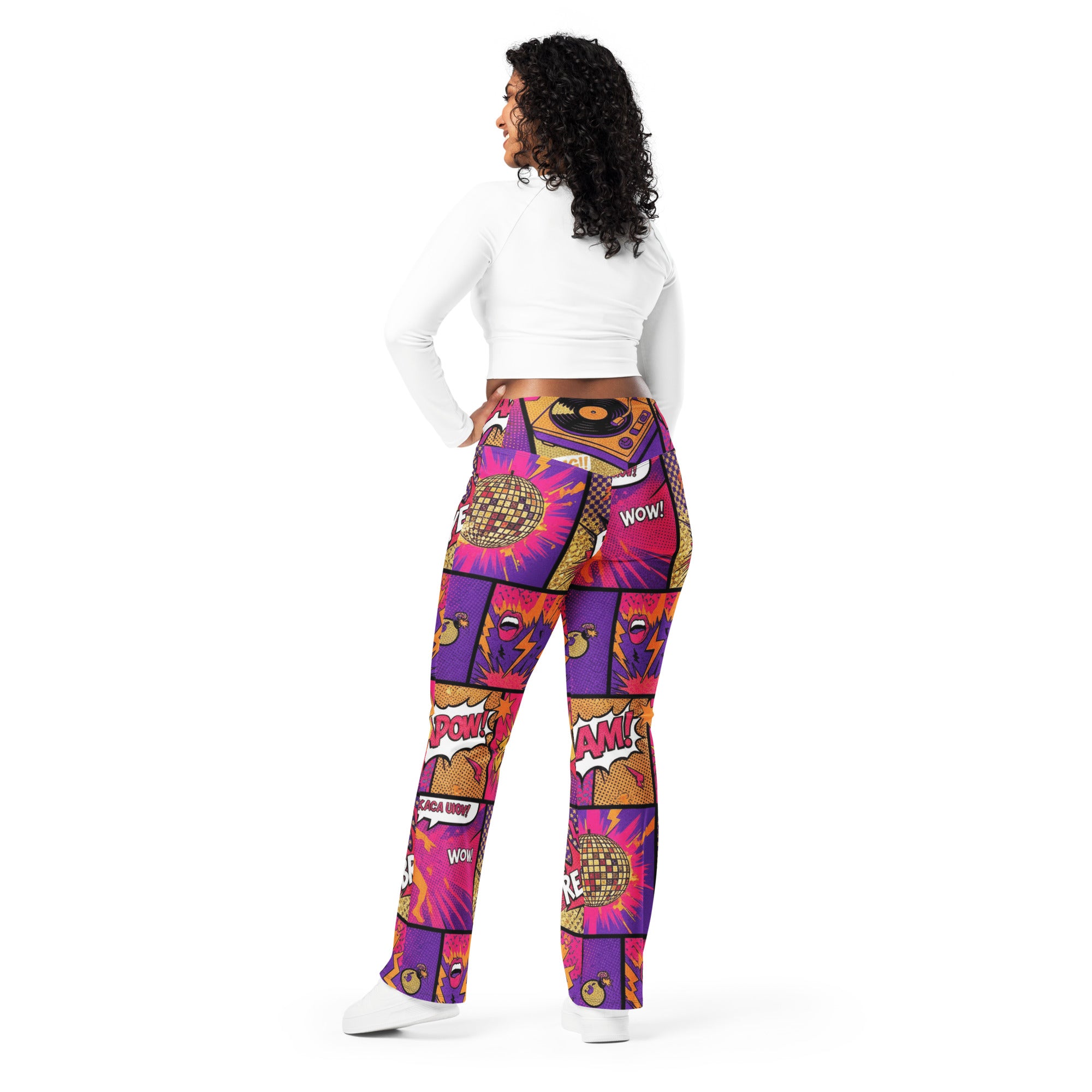 Comic Strip Disco Funk Flare Leggings | GearBunch