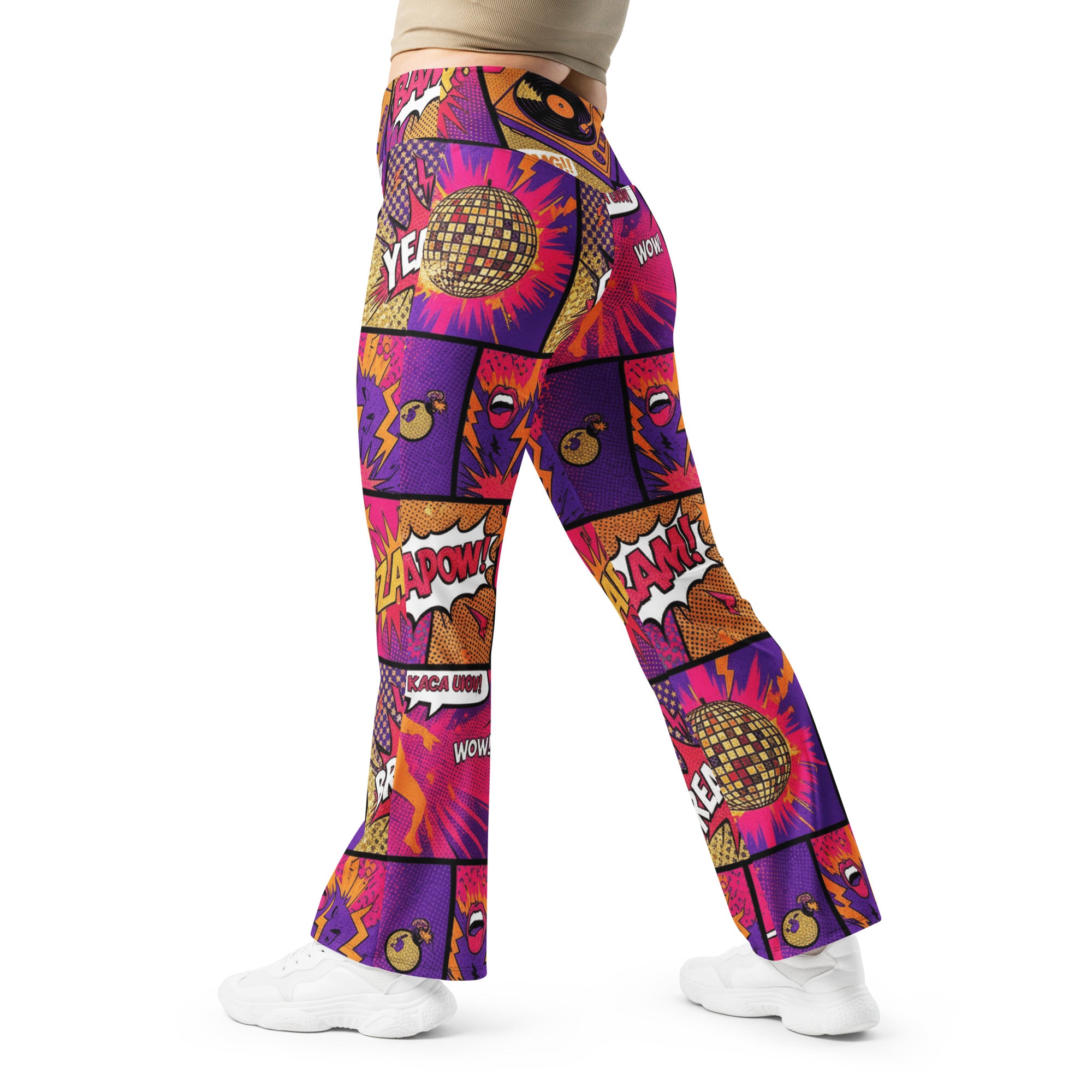 Comic Strip Disco Funk Flare Leggings | GearBunch