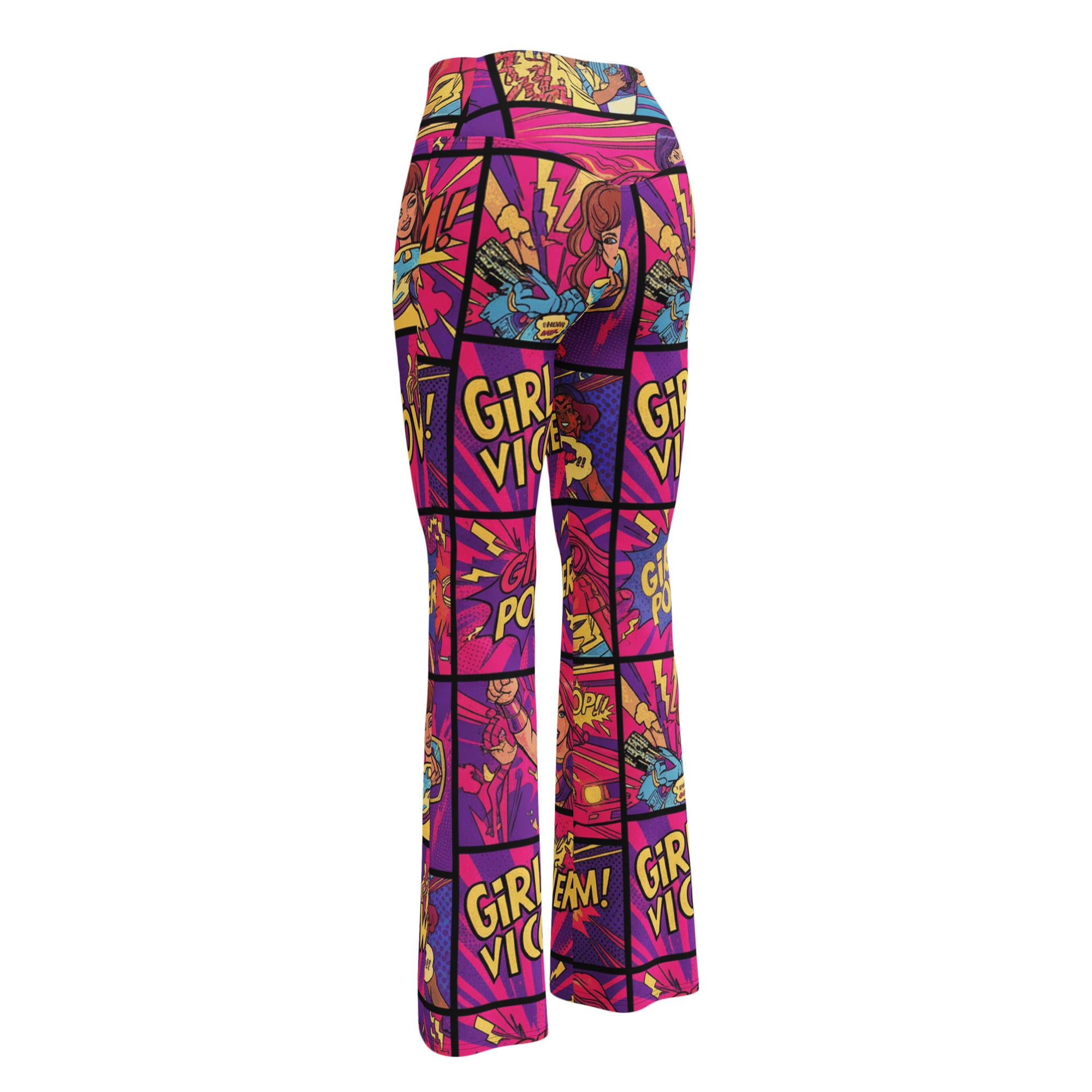 Comic Strip Girl Power Flare Leggings | GearBunch