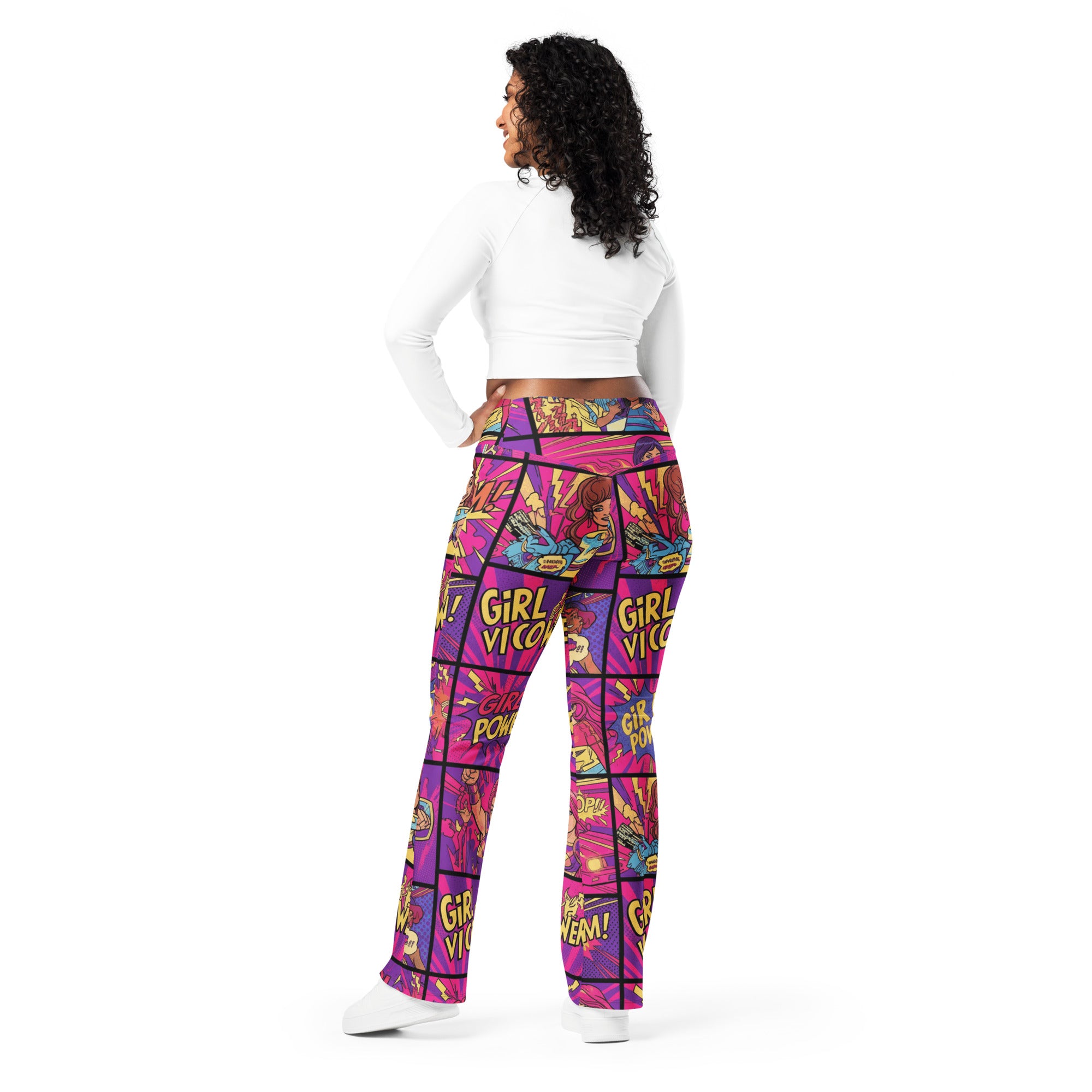 Comic Strip Girl Power Flare Leggings | GearBunch