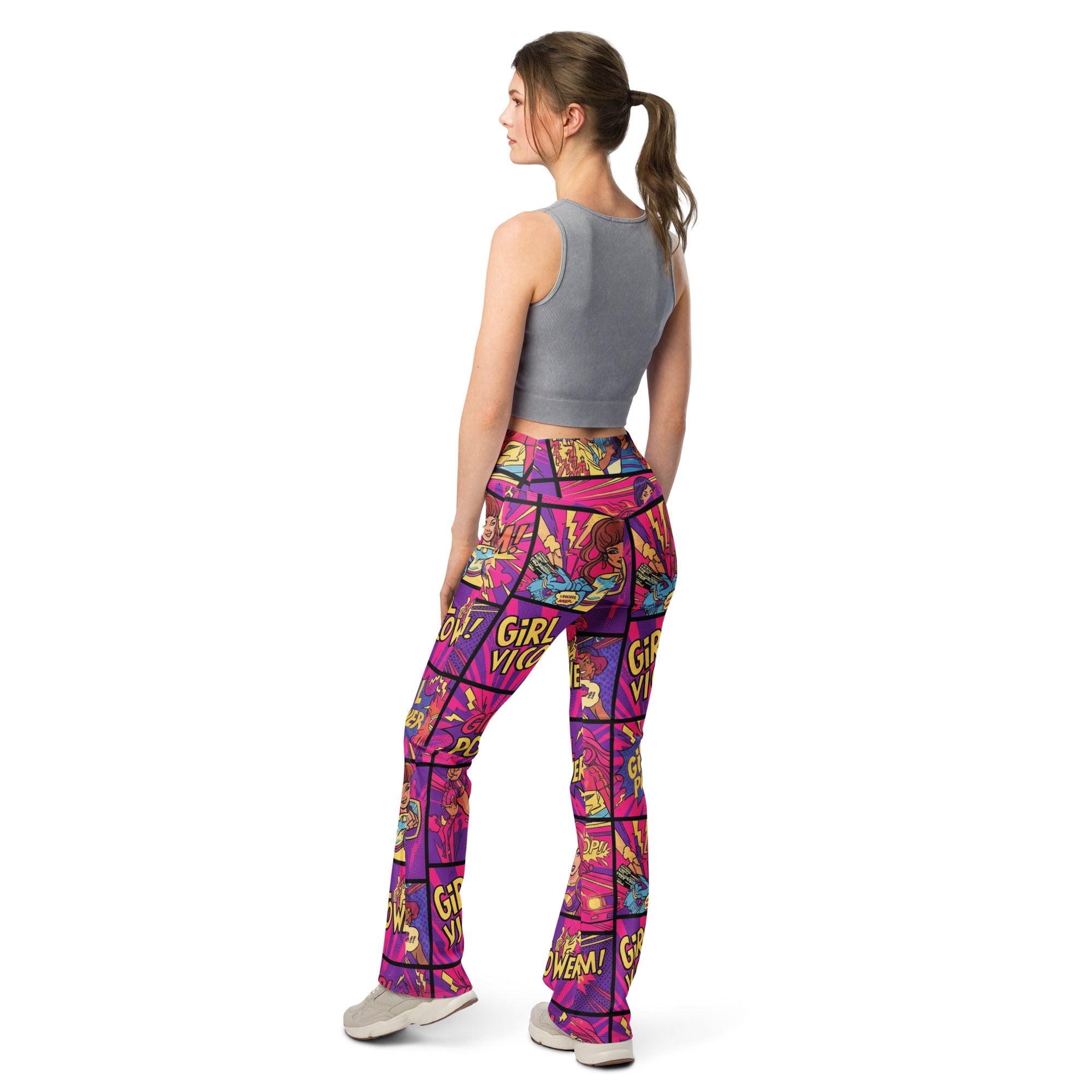 Comic Strip Girl Power Flare Leggings | GearBunch
