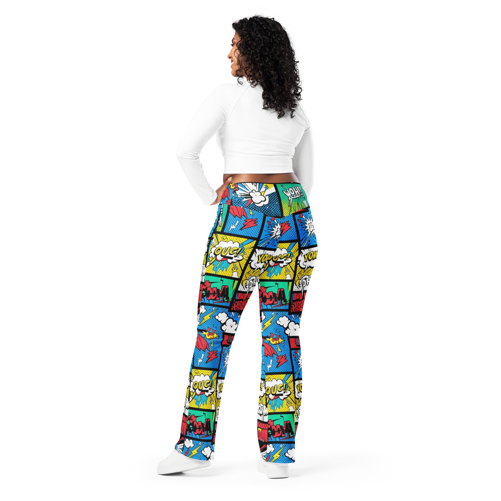 Comic Strip Graffiti Street Flare Leggings | GearBunch