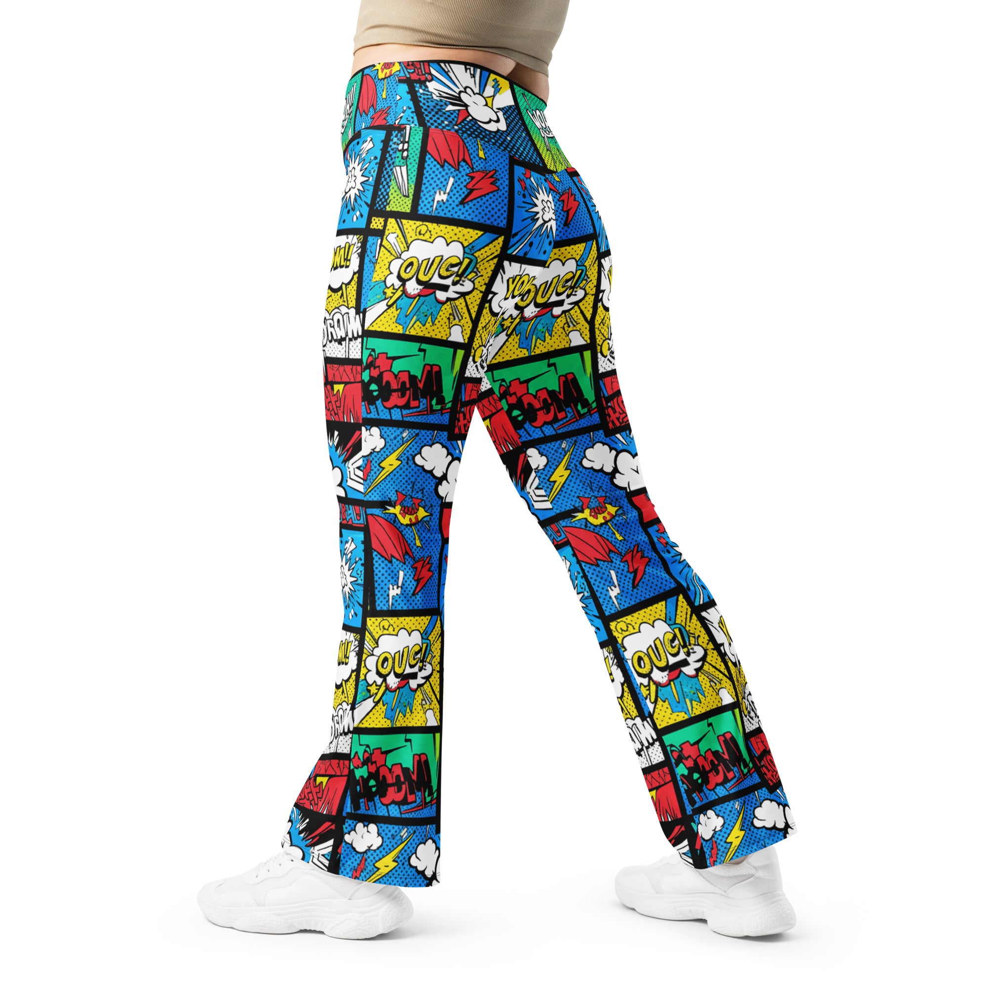 Comic Strip Graffiti Street Flare Leggings | GearBunch
