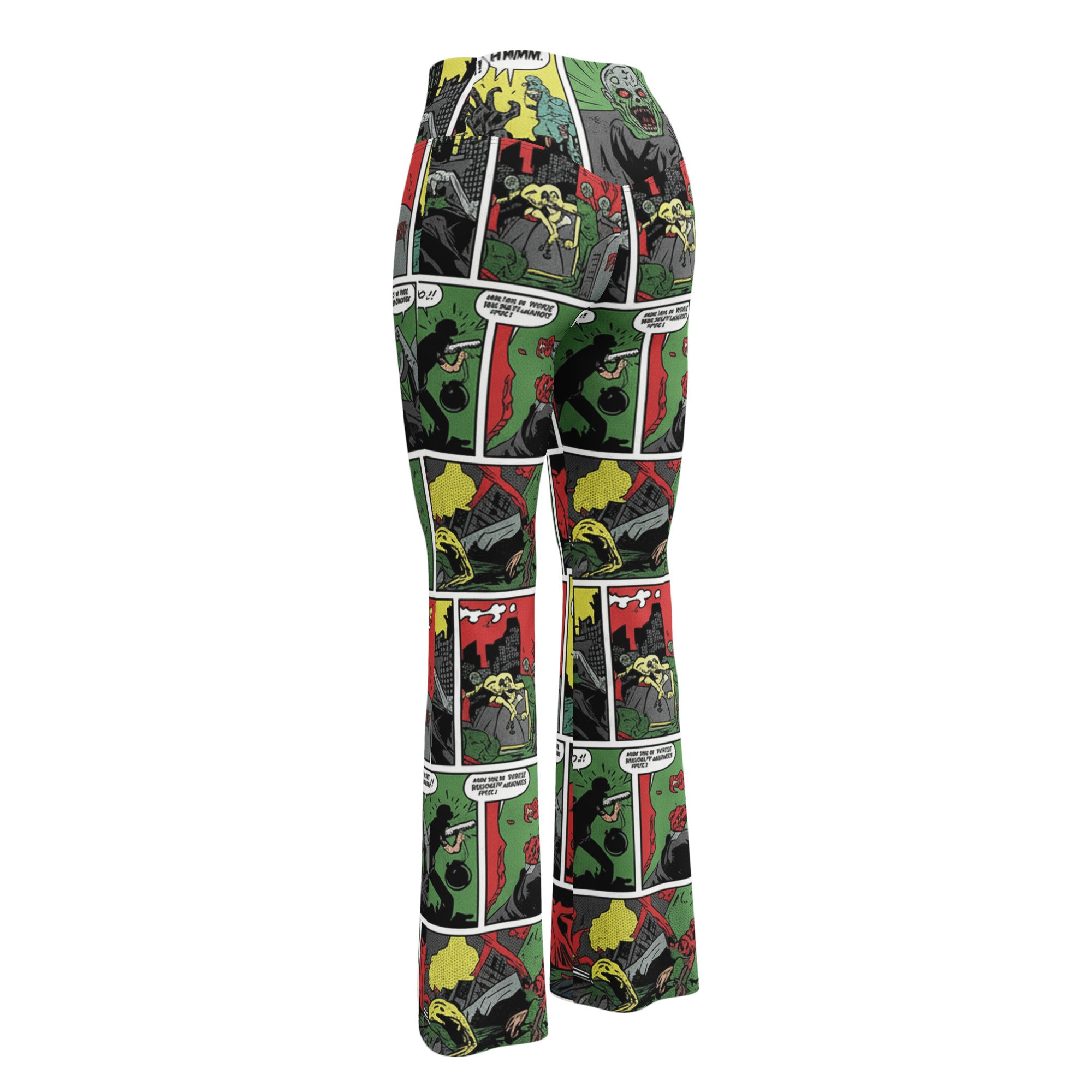 Comic Strip Zombie Apocalypse Flare Leggings | GearBunch