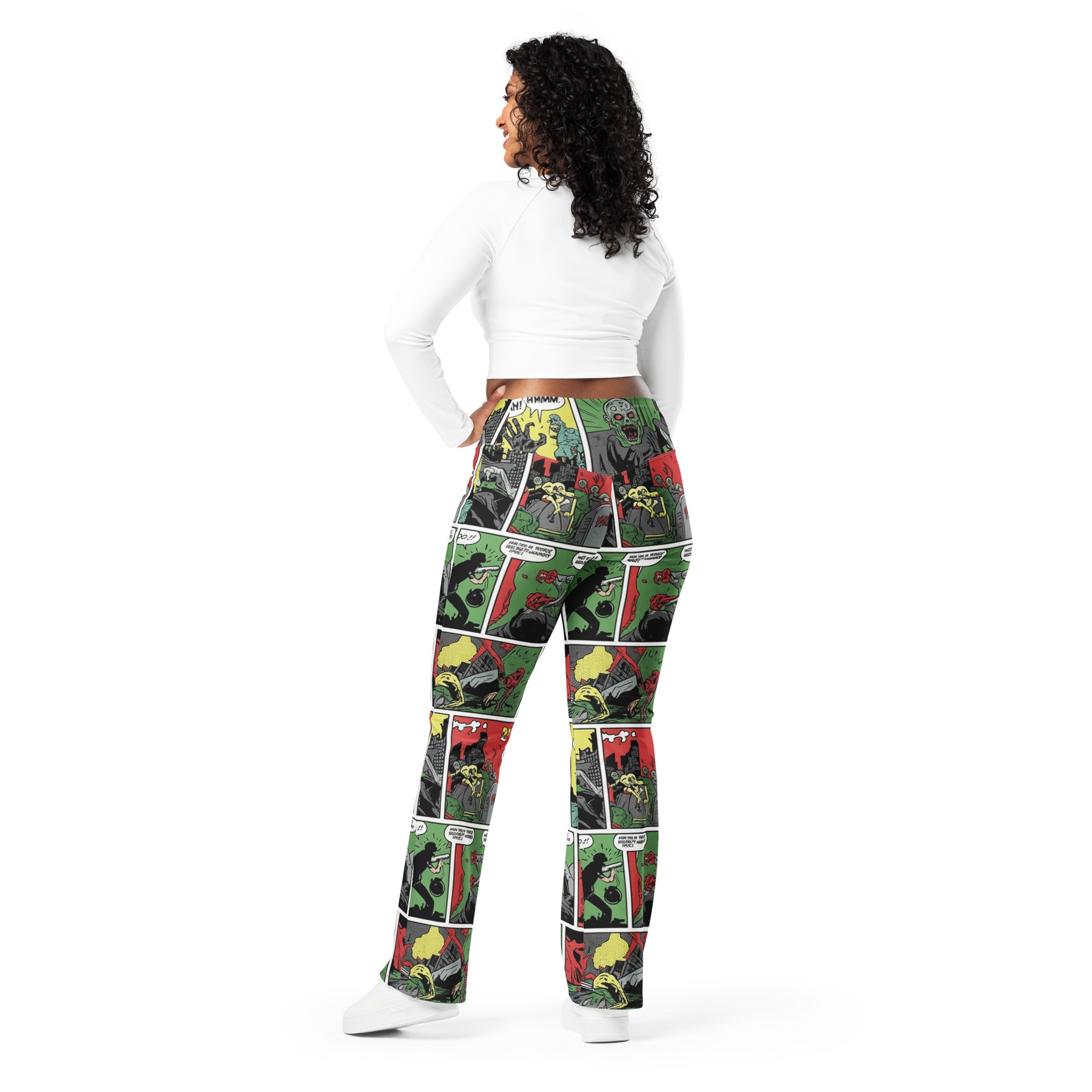 Comic Strip Zombie Apocalypse Flare Leggings | GearBunch