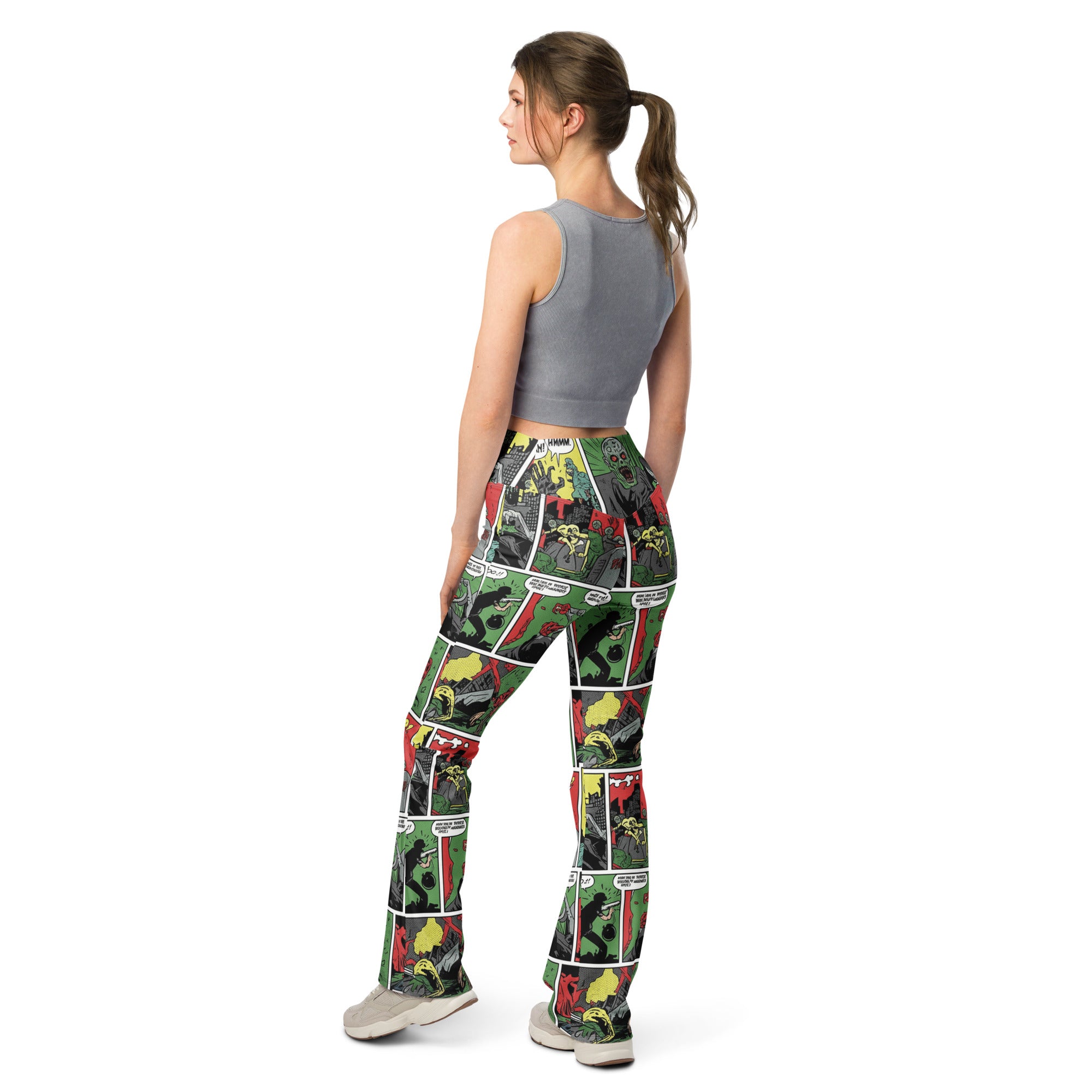Comic Strip Zombie Apocalypse Flare Leggings | GearBunch