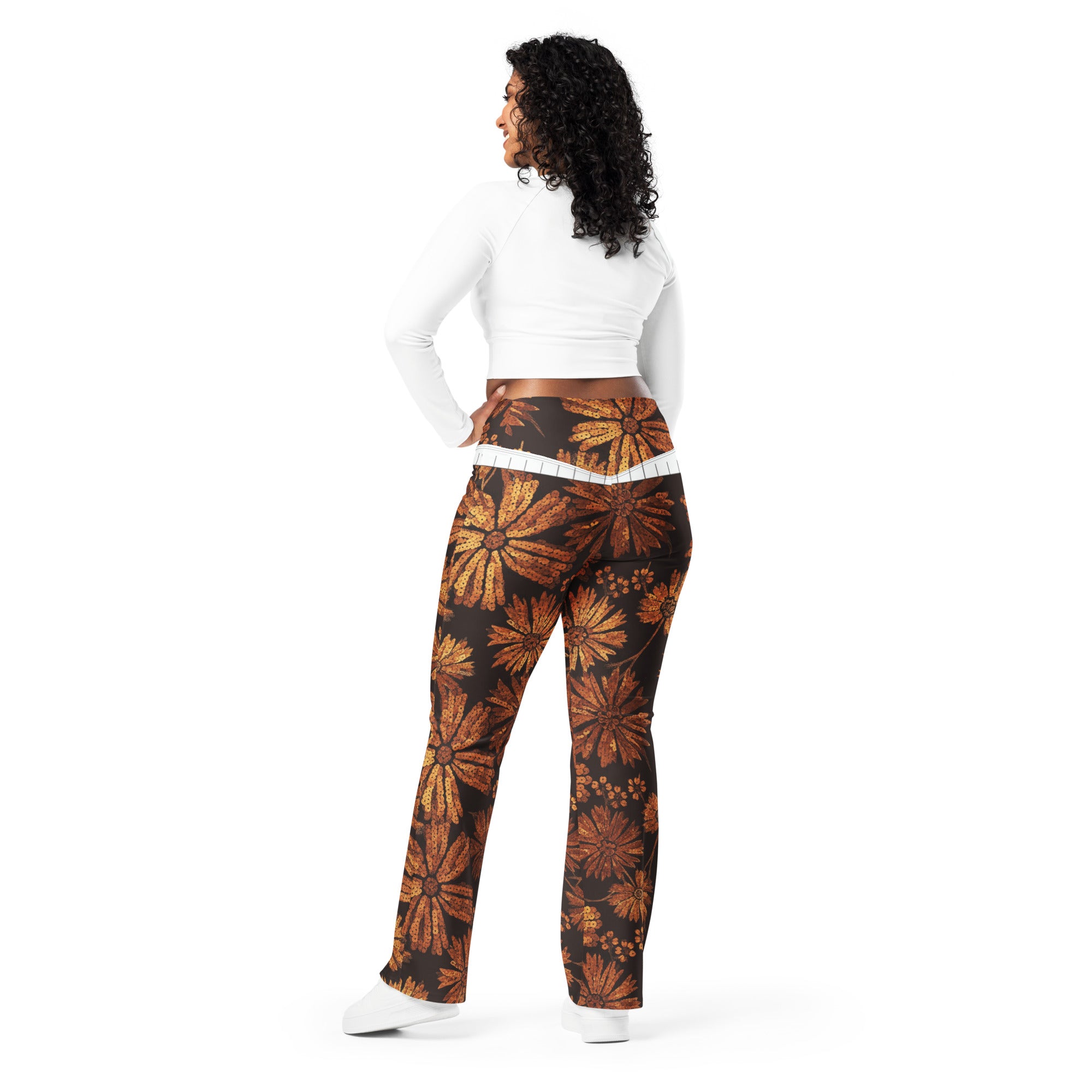 Copper Paillette Wildflower Flare Leggings | GearBunch