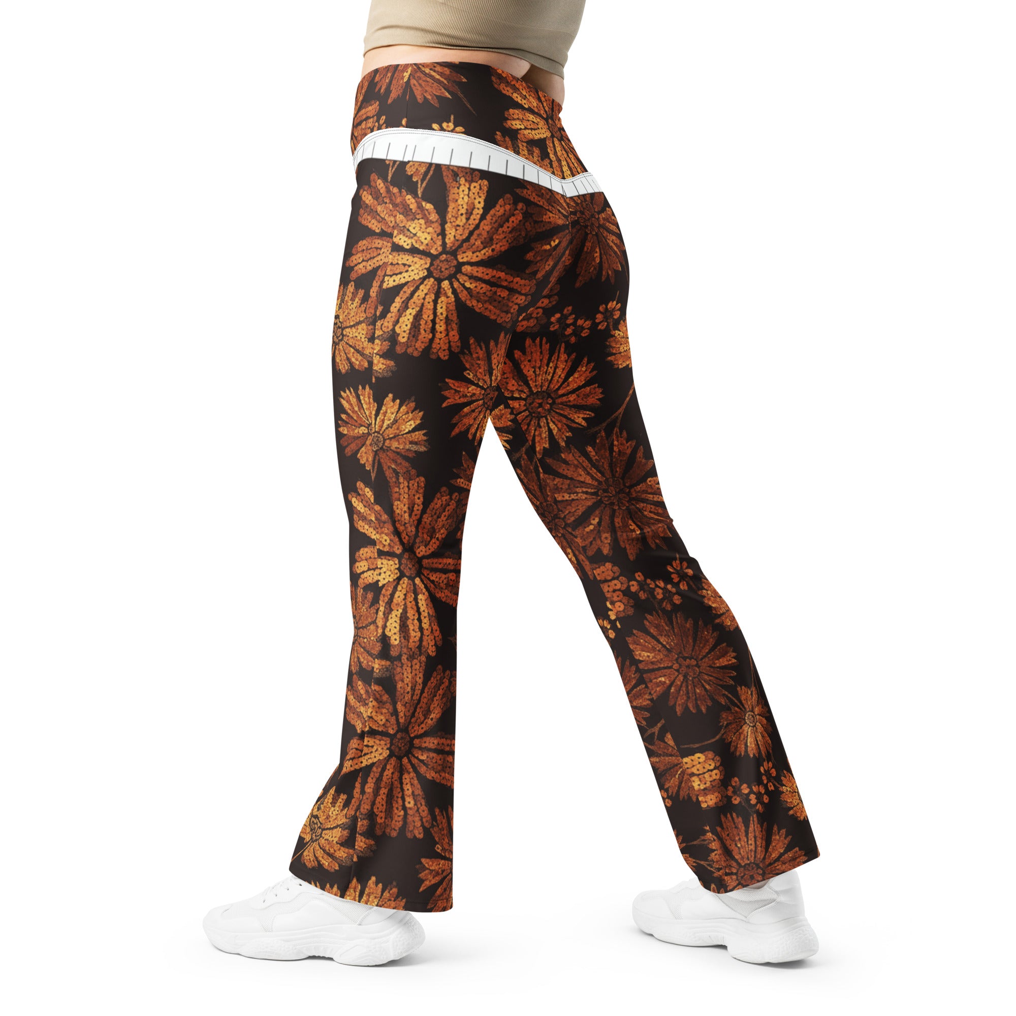 Copper Paillette Wildflower Flare Leggings | GearBunch