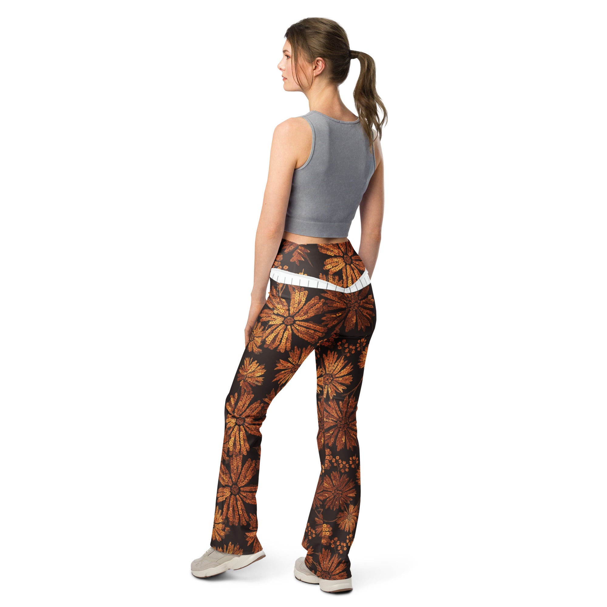 Copper Paillette Wildflower Flare Leggings | GearBunch