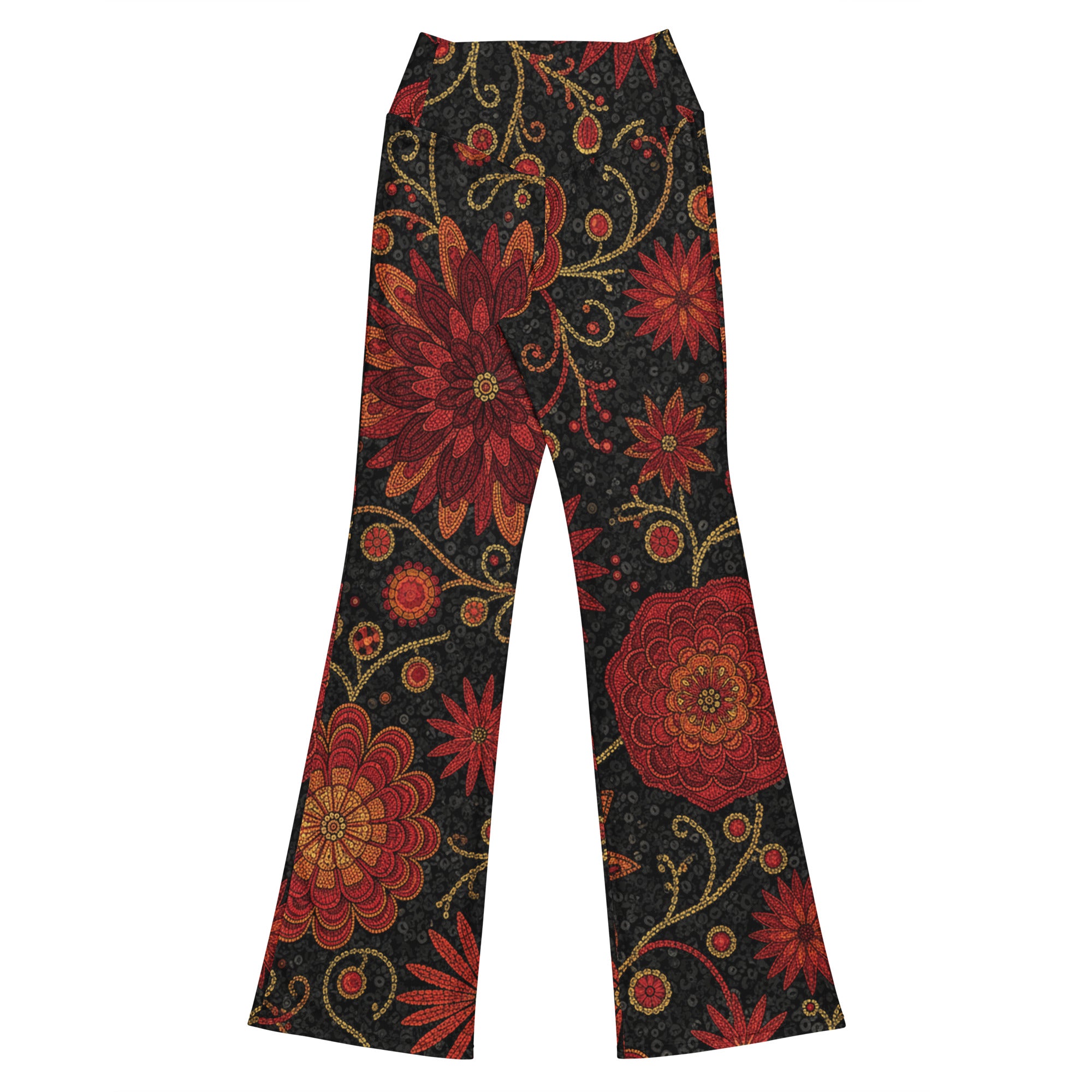 Crimson Paillette Fantasy Flare Leggings | GearBunch