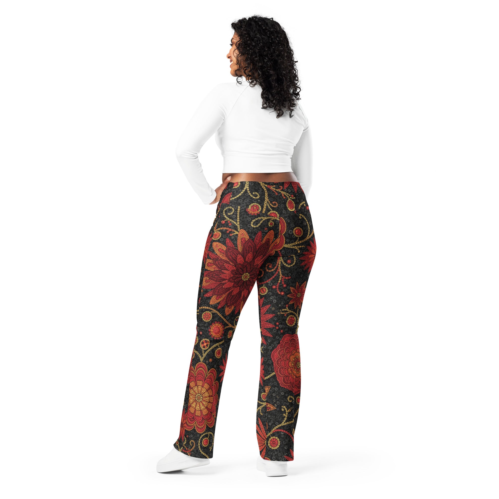 Crimson Paillette Fantasy Flare Leggings | GearBunch