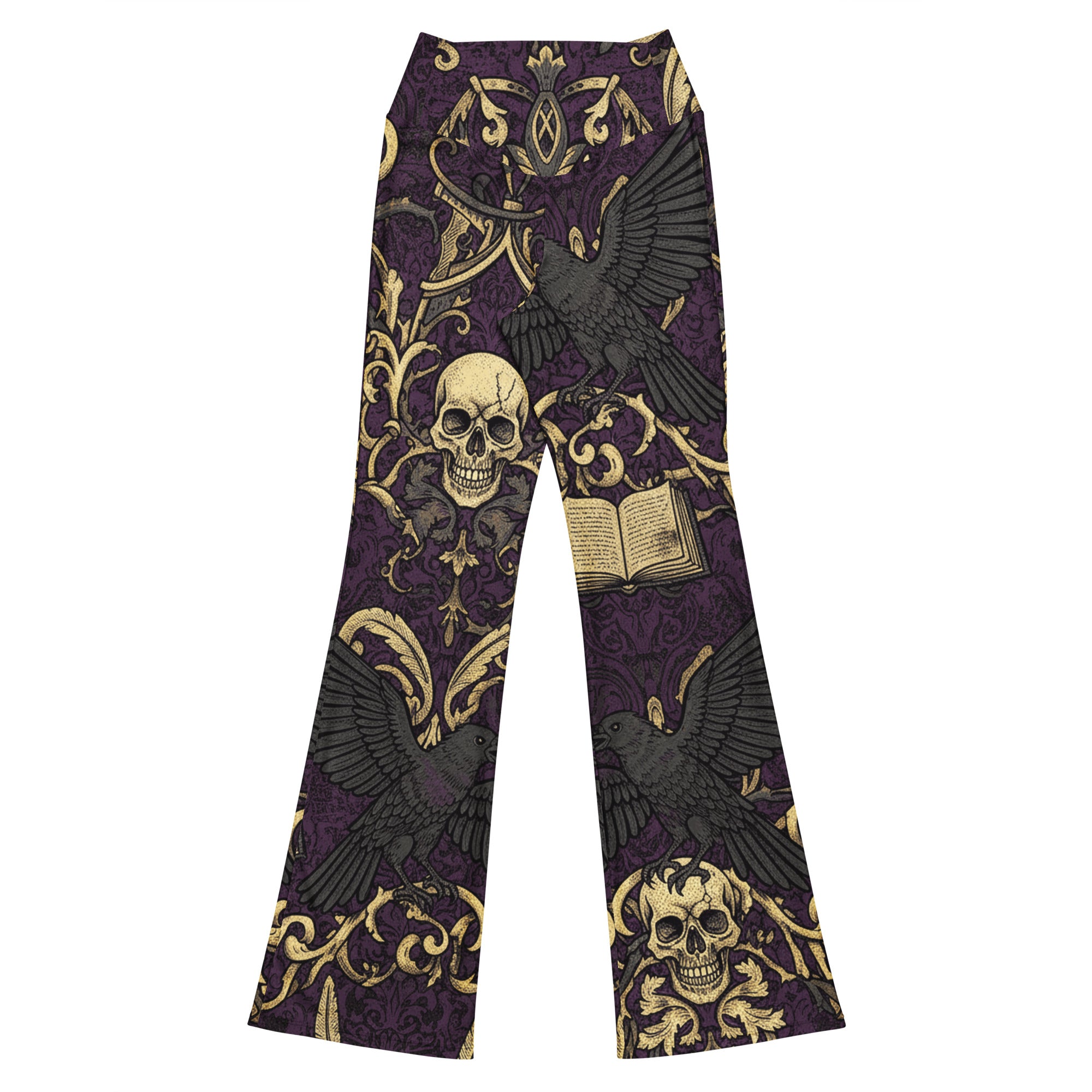 Poe Raven Damask Flare Leggings | GearBunch