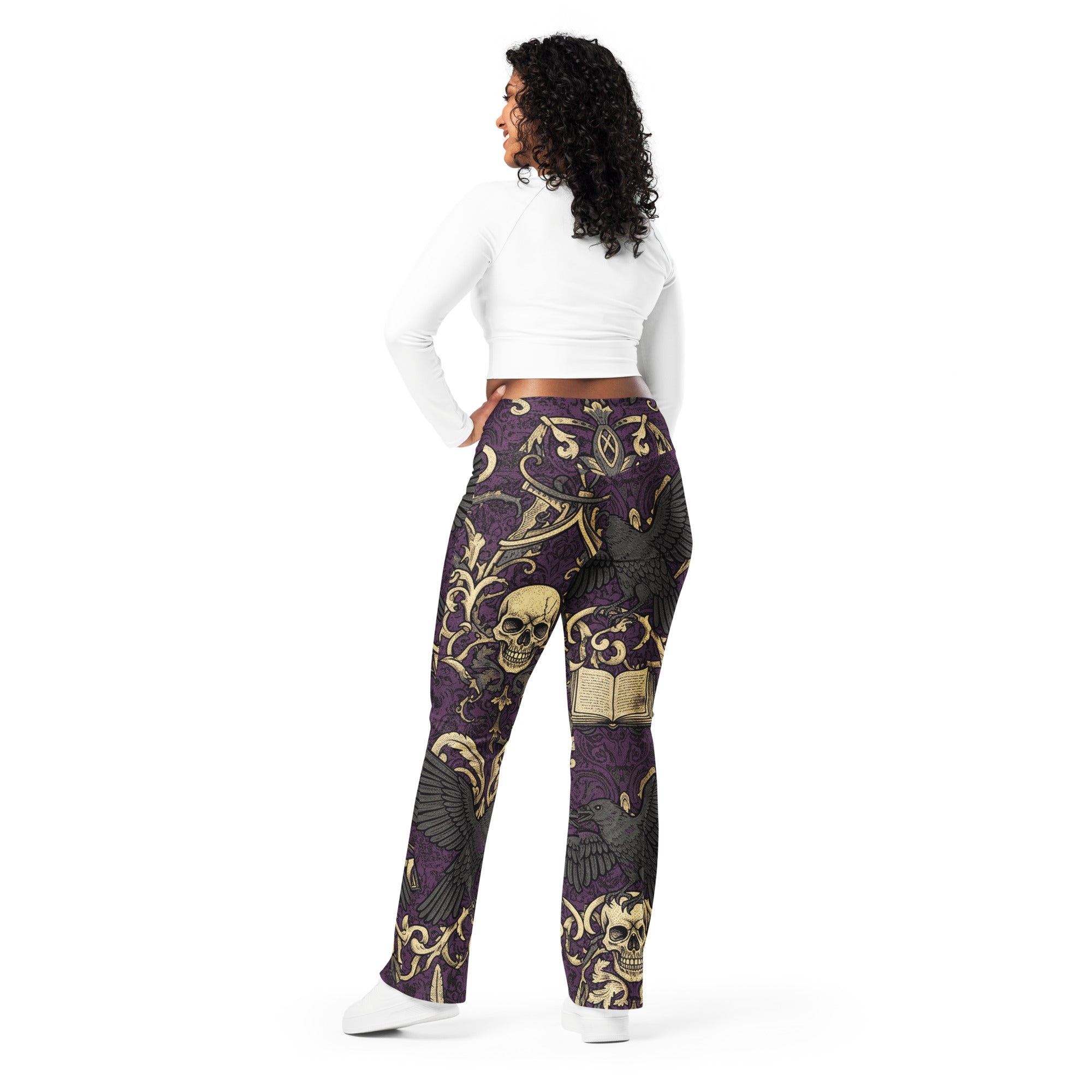Poe Raven Damask Flare Leggings | GearBunch