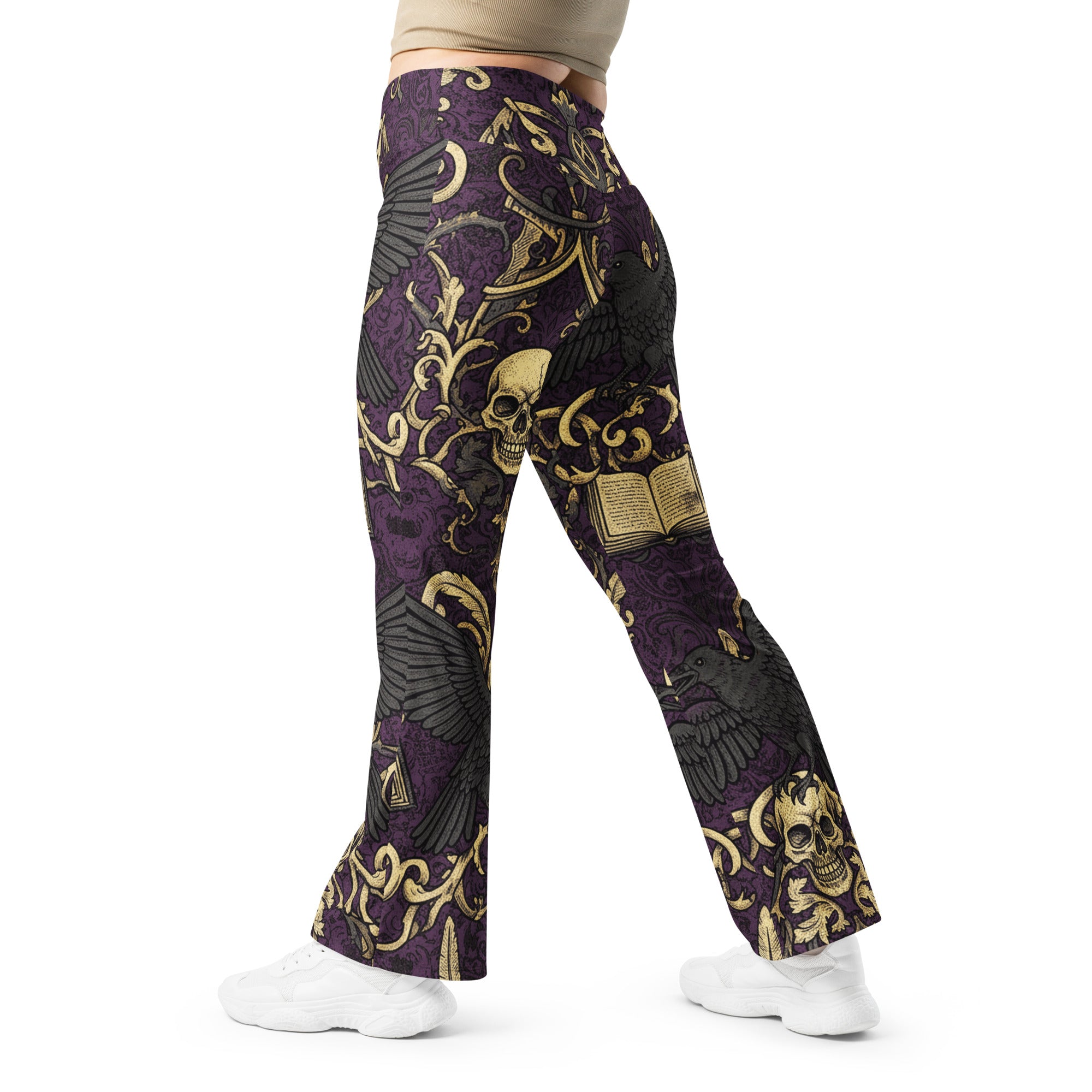 Poe Raven Damask Flare Leggings | GearBunch