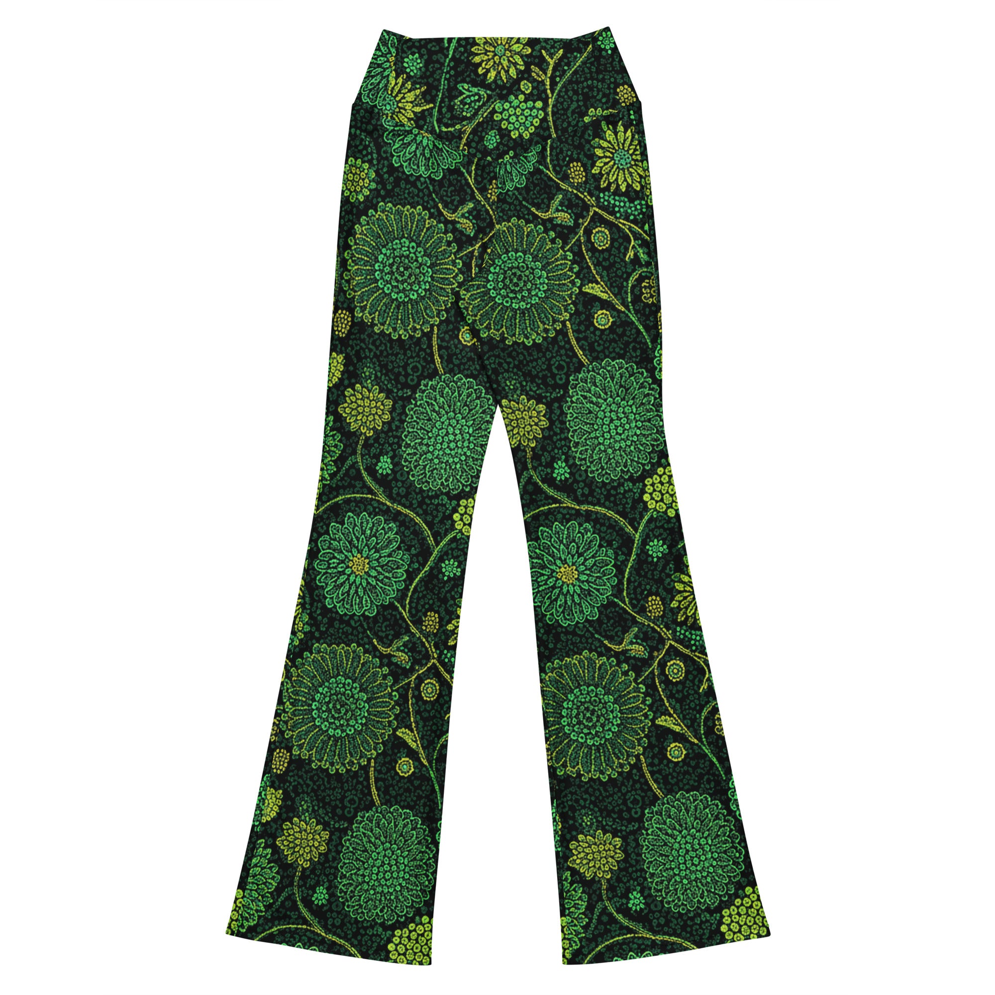 Emerald Paillette Jungle Flare Leggings | GearBunch