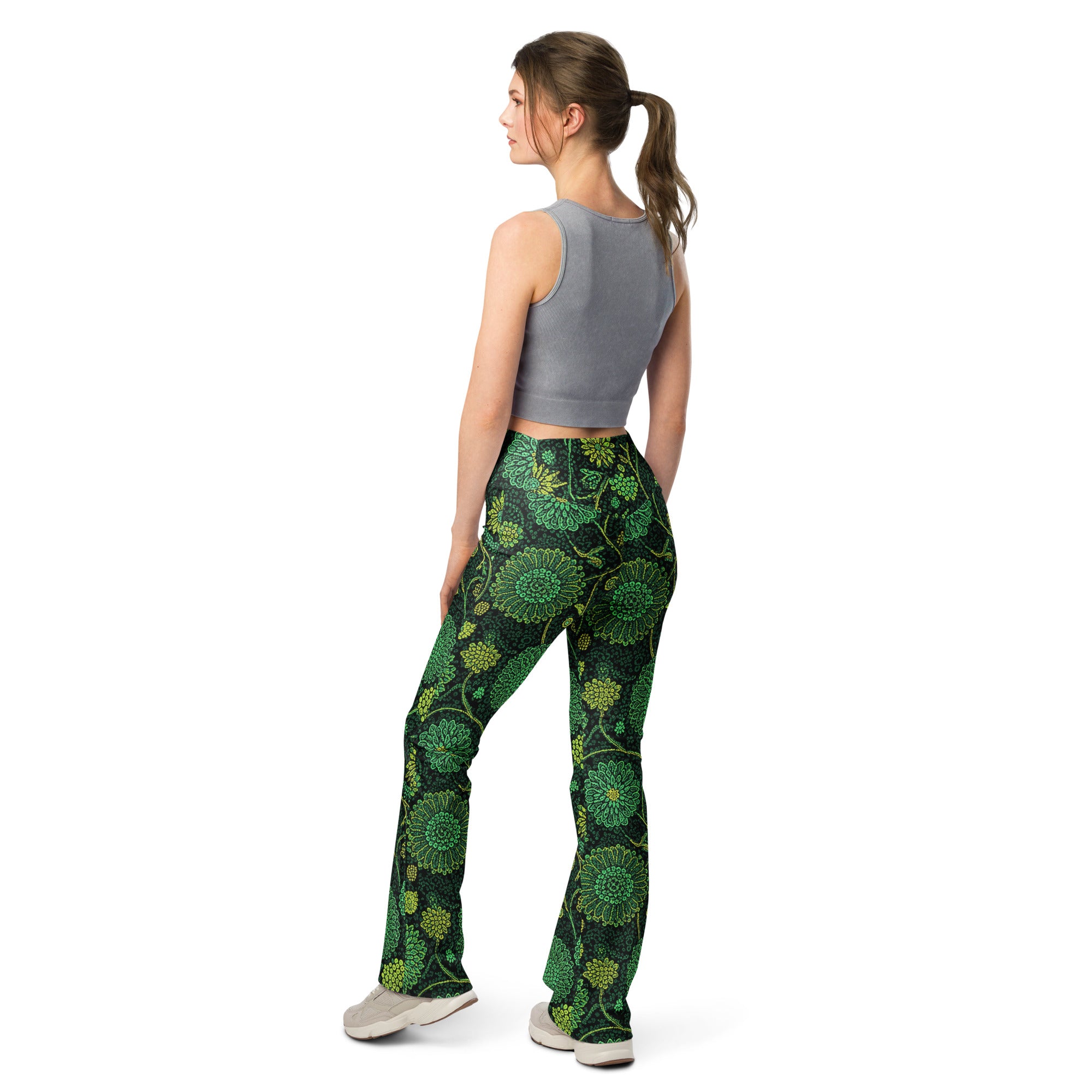 Emerald Paillette Jungle Flare Leggings | GearBunch