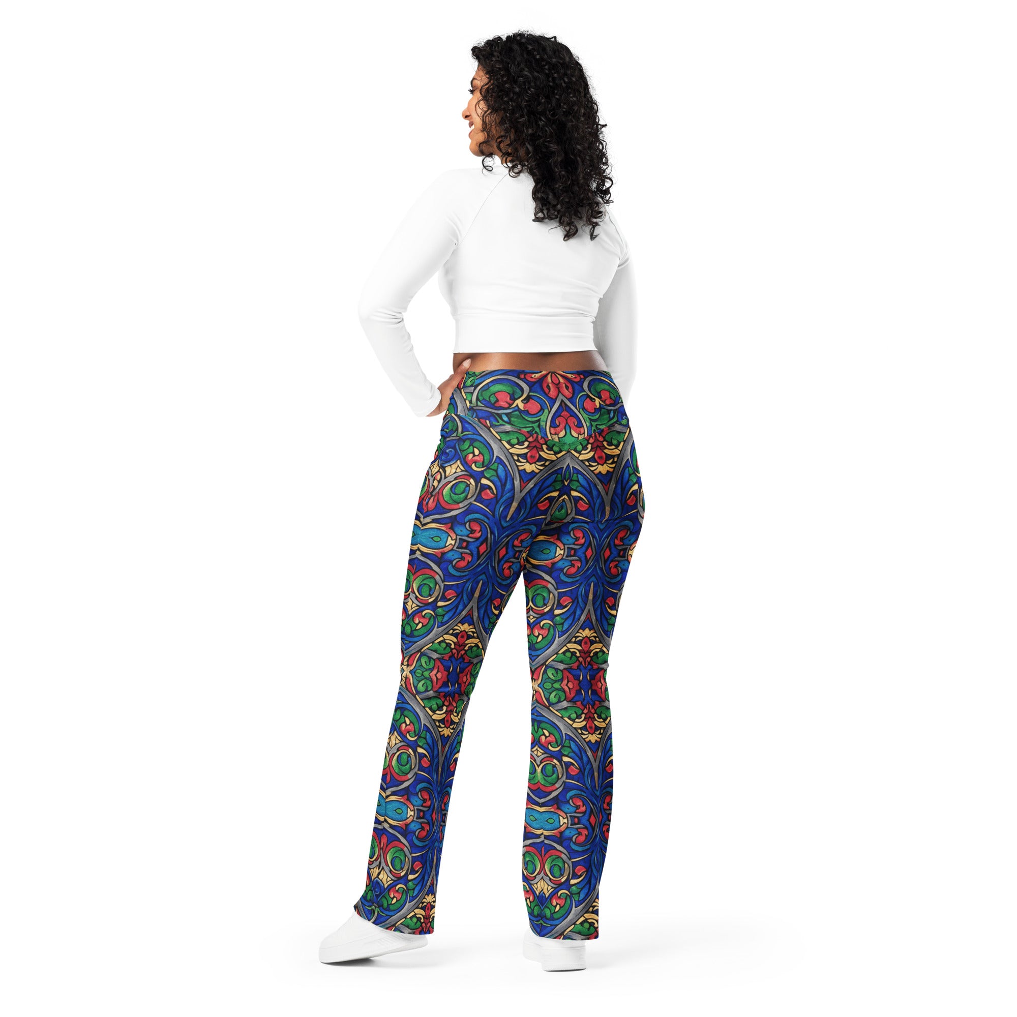 Gothic Cathedral Stained Glass Flare Leggings | GearBunch