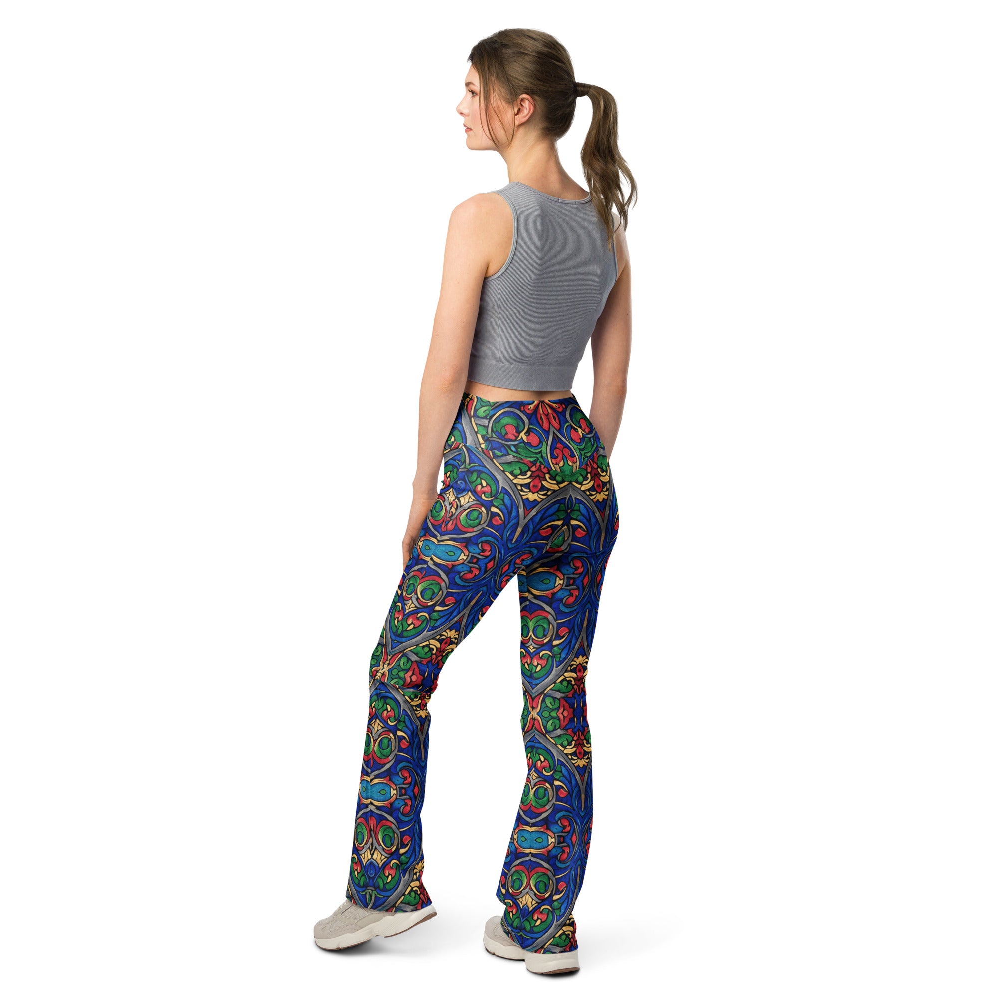 Gothic Cathedral Stained Glass Flare Leggings | GearBunch