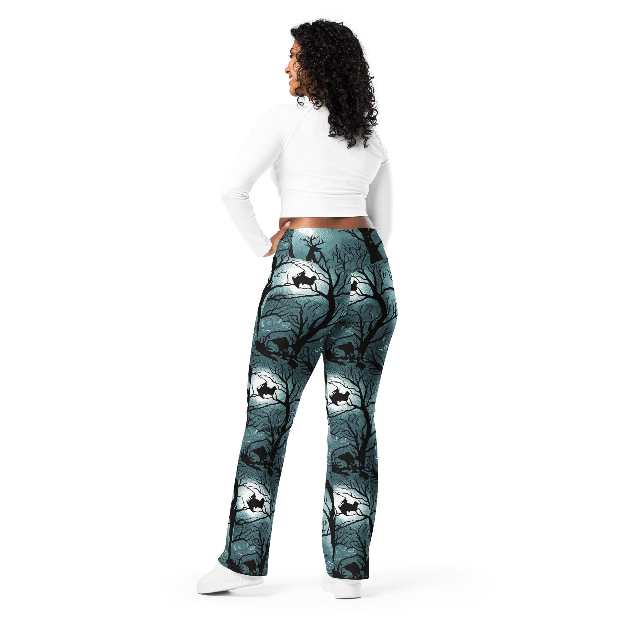 Haunted Forest Silhouette Flare Leggings | GearBunch