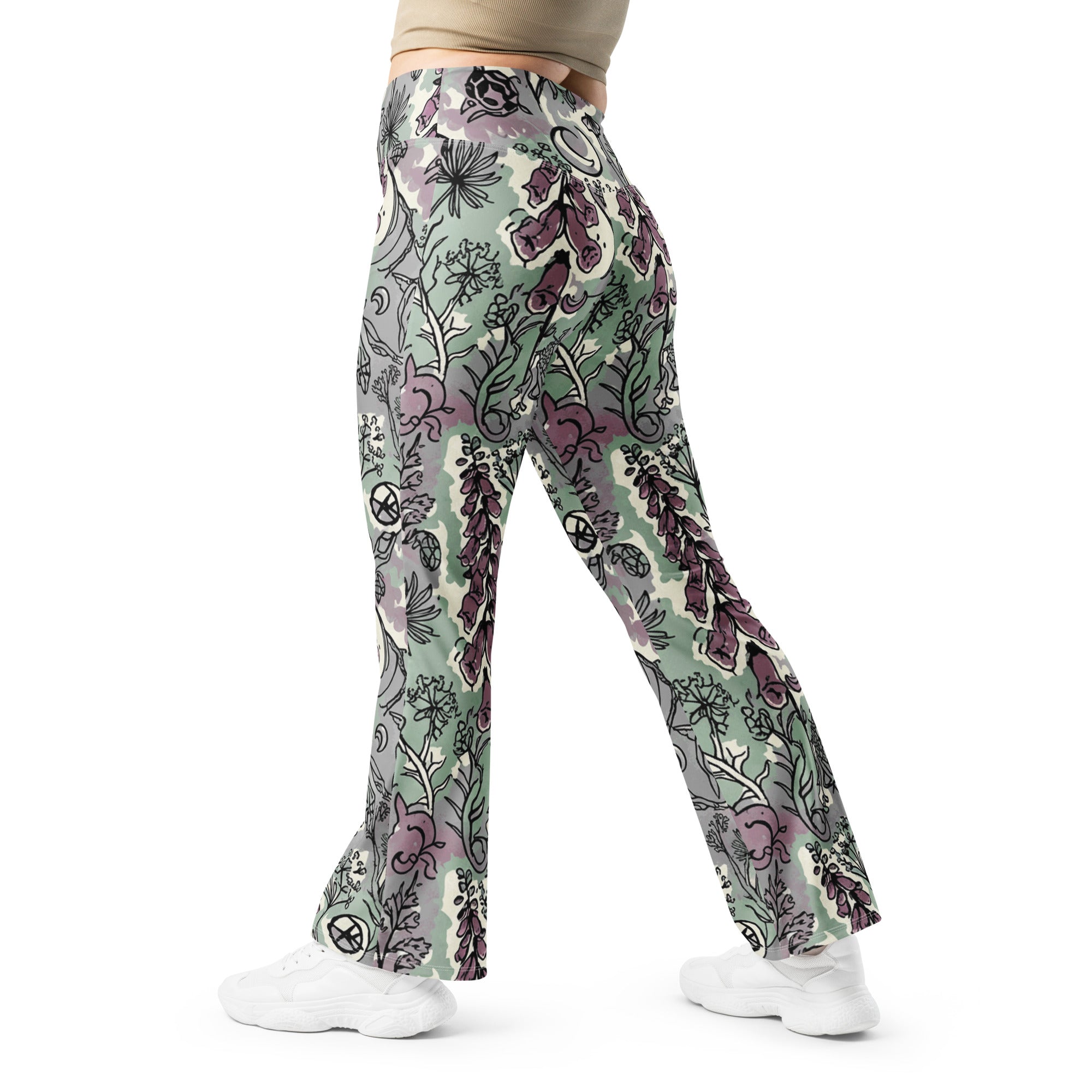 Hemlock and Foxglove Goth Flare Leggings | GearBunch