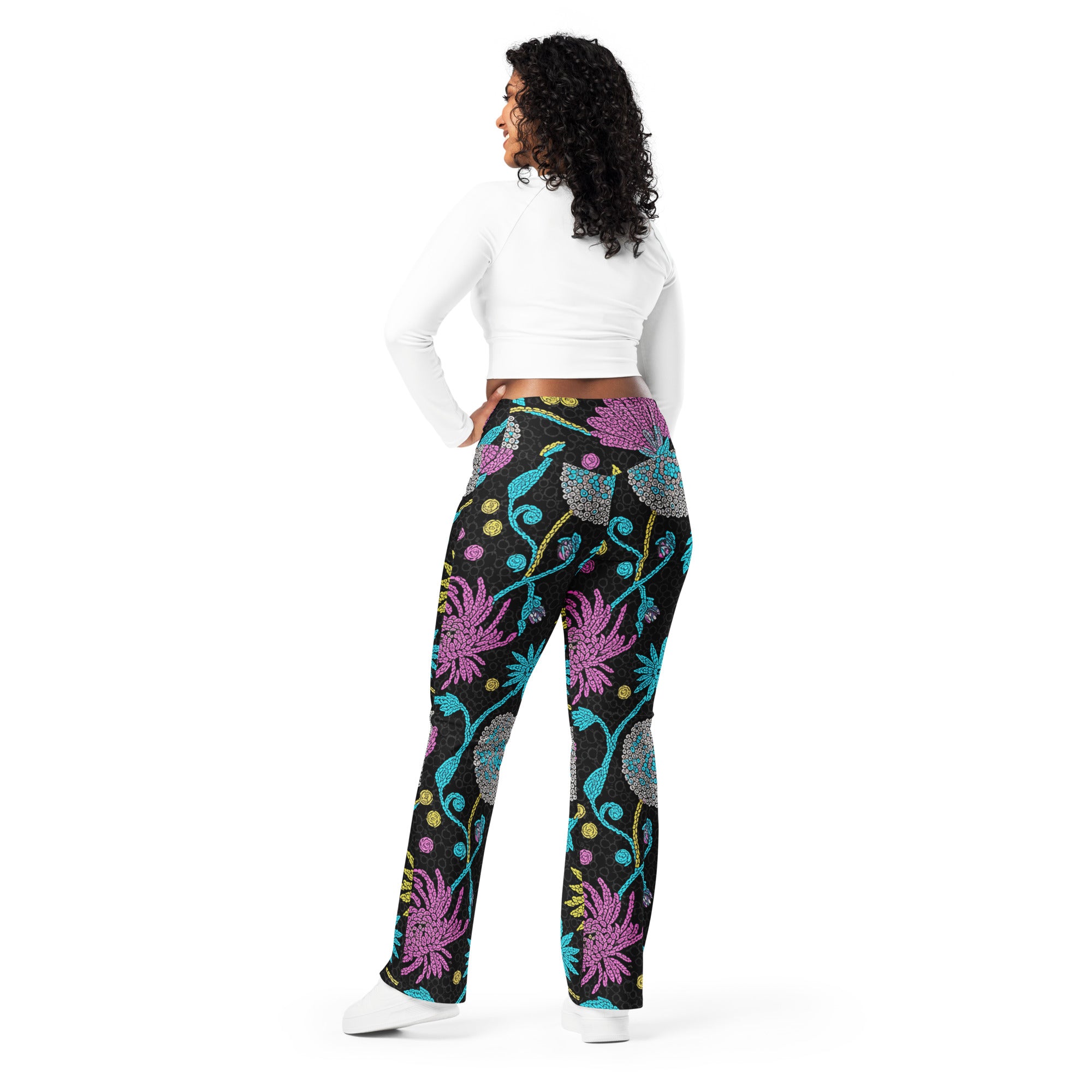 Holographic Paillette Maximalist Flare Leggings | GearBunch